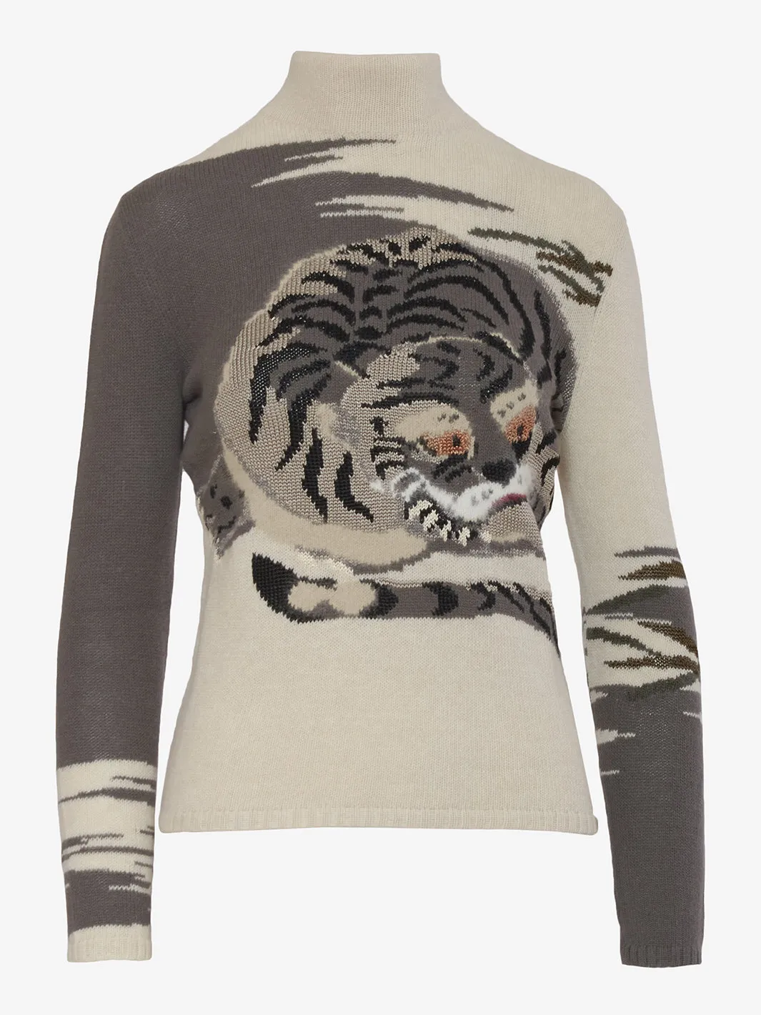 Krizia Wool mock t-shirt with hyena embroidery