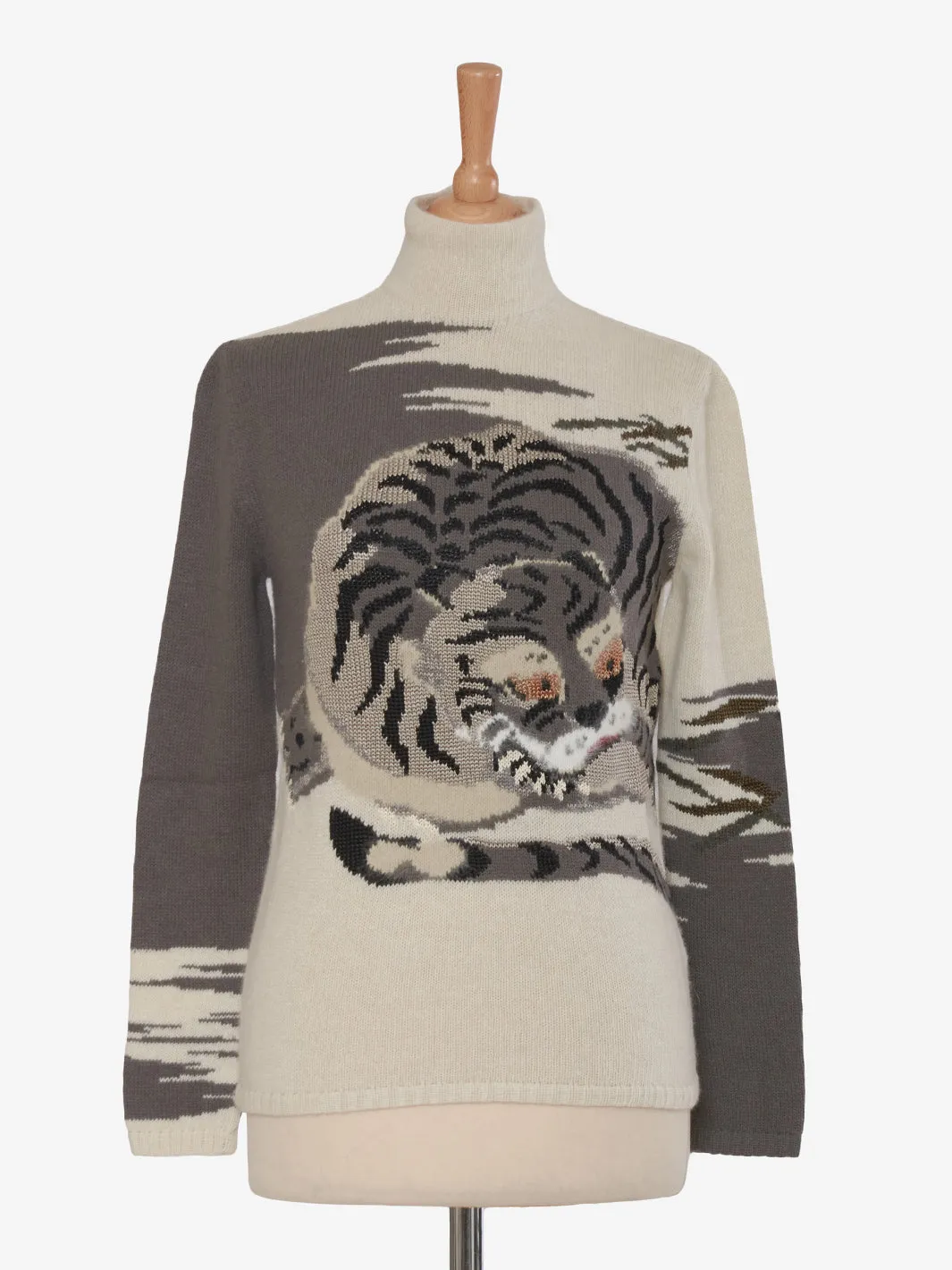 Krizia Wool mock t-shirt with hyena embroidery