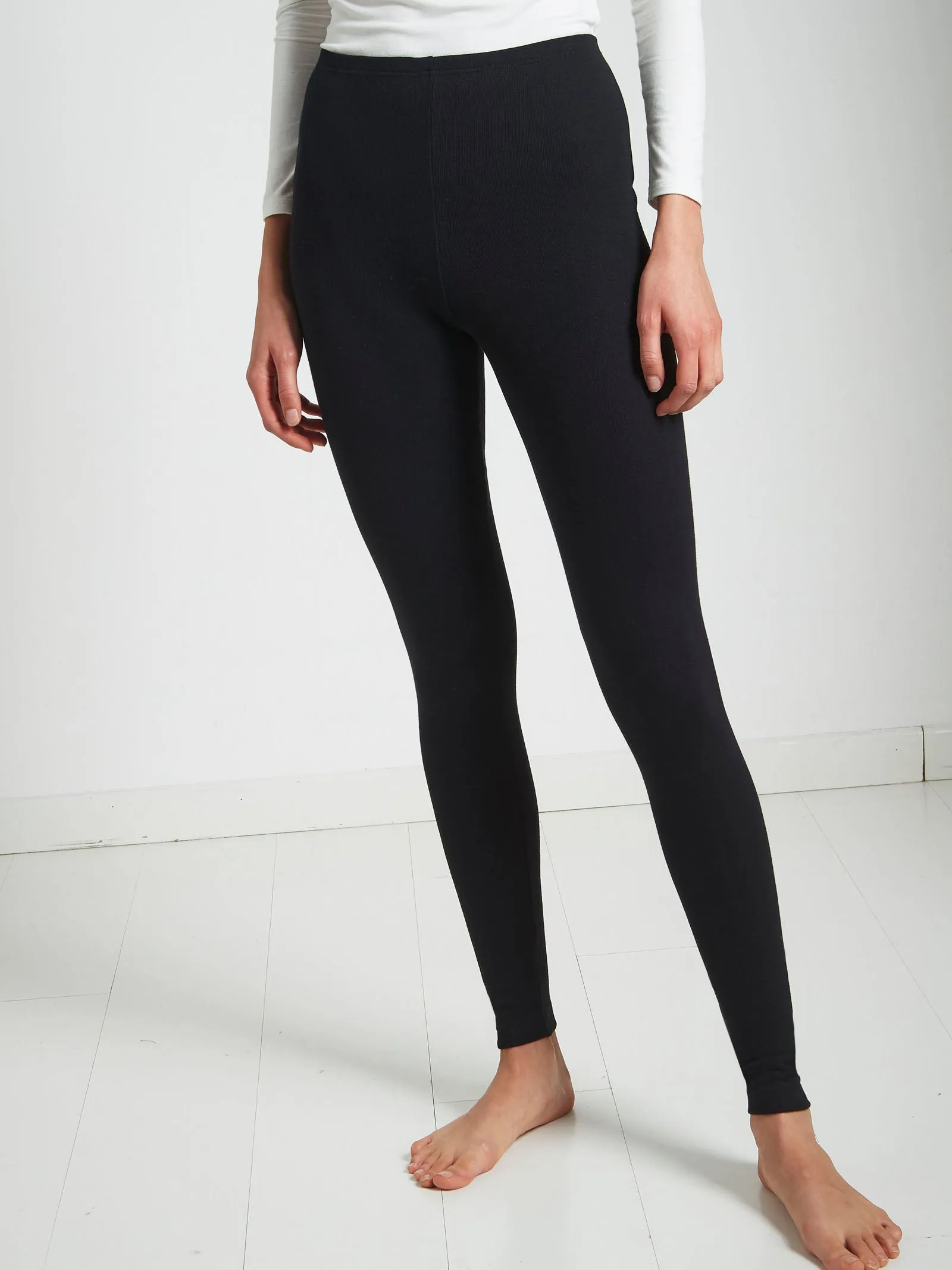 Leggings in cotone stretch - Nero