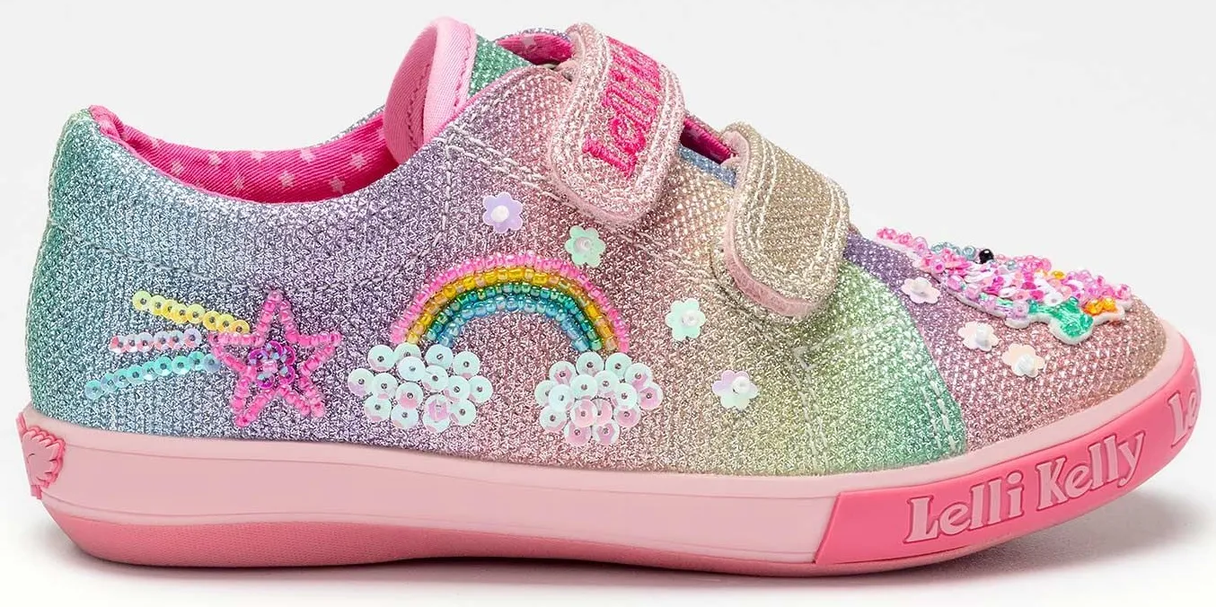 Lelli Kelly LK 7077 Rainbow Treasure Unicorn Trainer Shoes