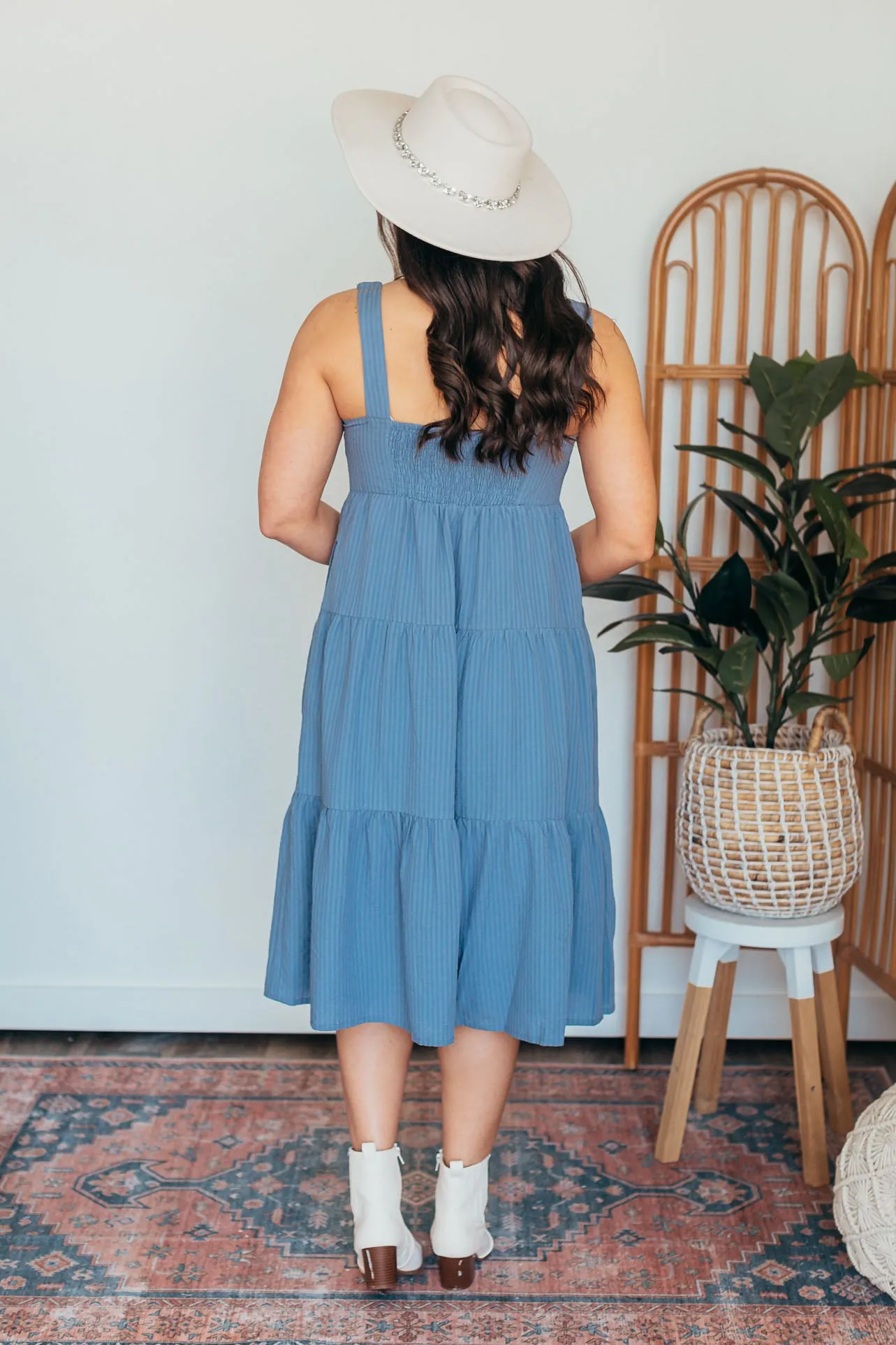 Lighthouse Tiered Button Down Midi Dress