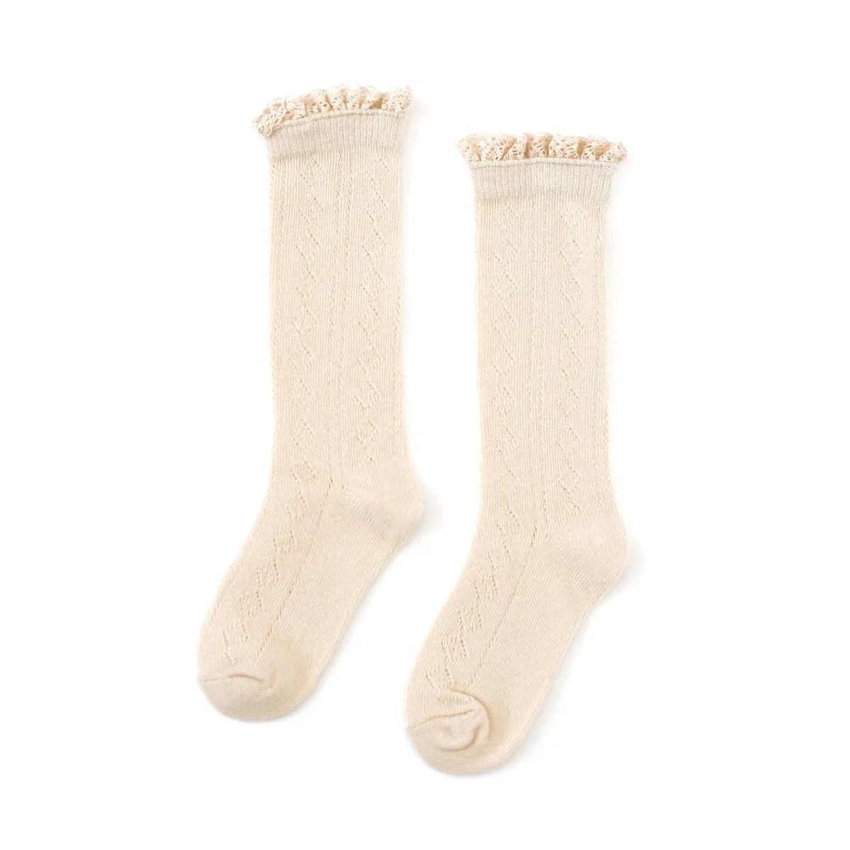 Little Stocking Co. - Vanilla Fancy Lace Top Knee High Socks