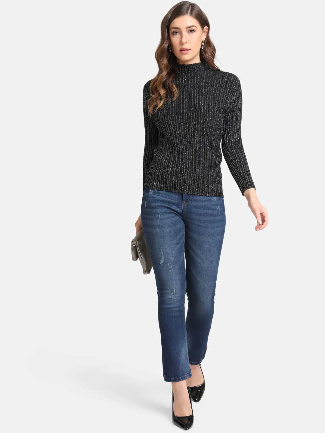 Lurex High Neck Pullover