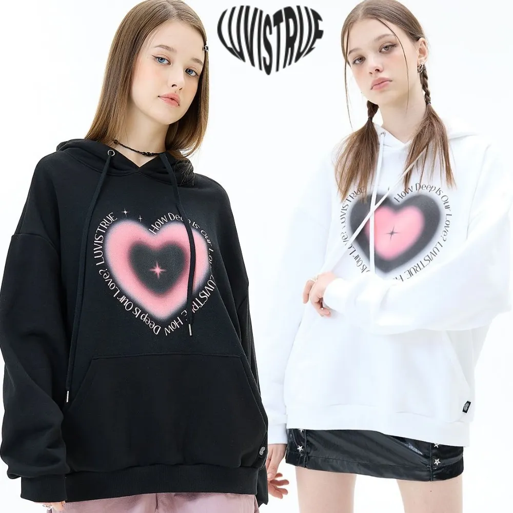 LUV IS TRUE  |Heart Unisex Street Style Long Sleeves Plain Medium