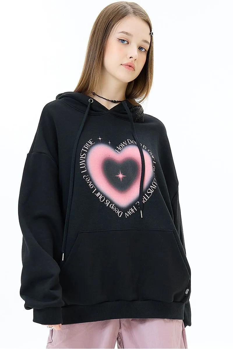 LUV IS TRUE  |Heart Unisex Street Style Long Sleeves Plain Medium