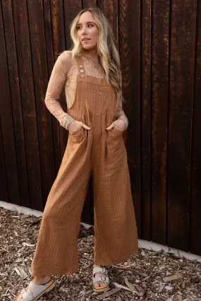 Maribelle Pleated Overalls - Camel