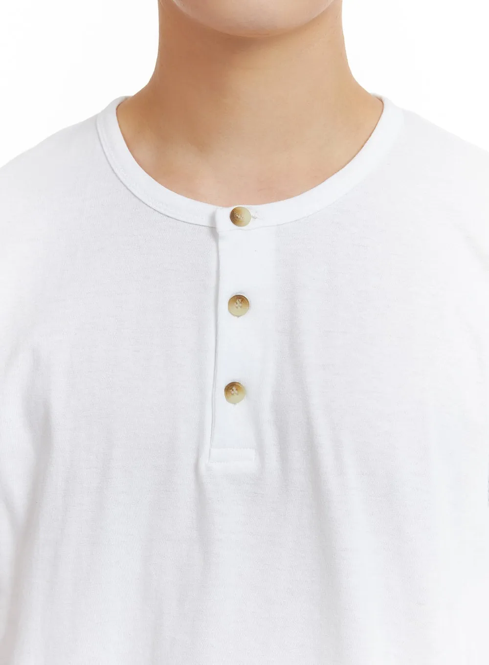 Men's Quarter Button-Up Cotton T-Shirt IA401