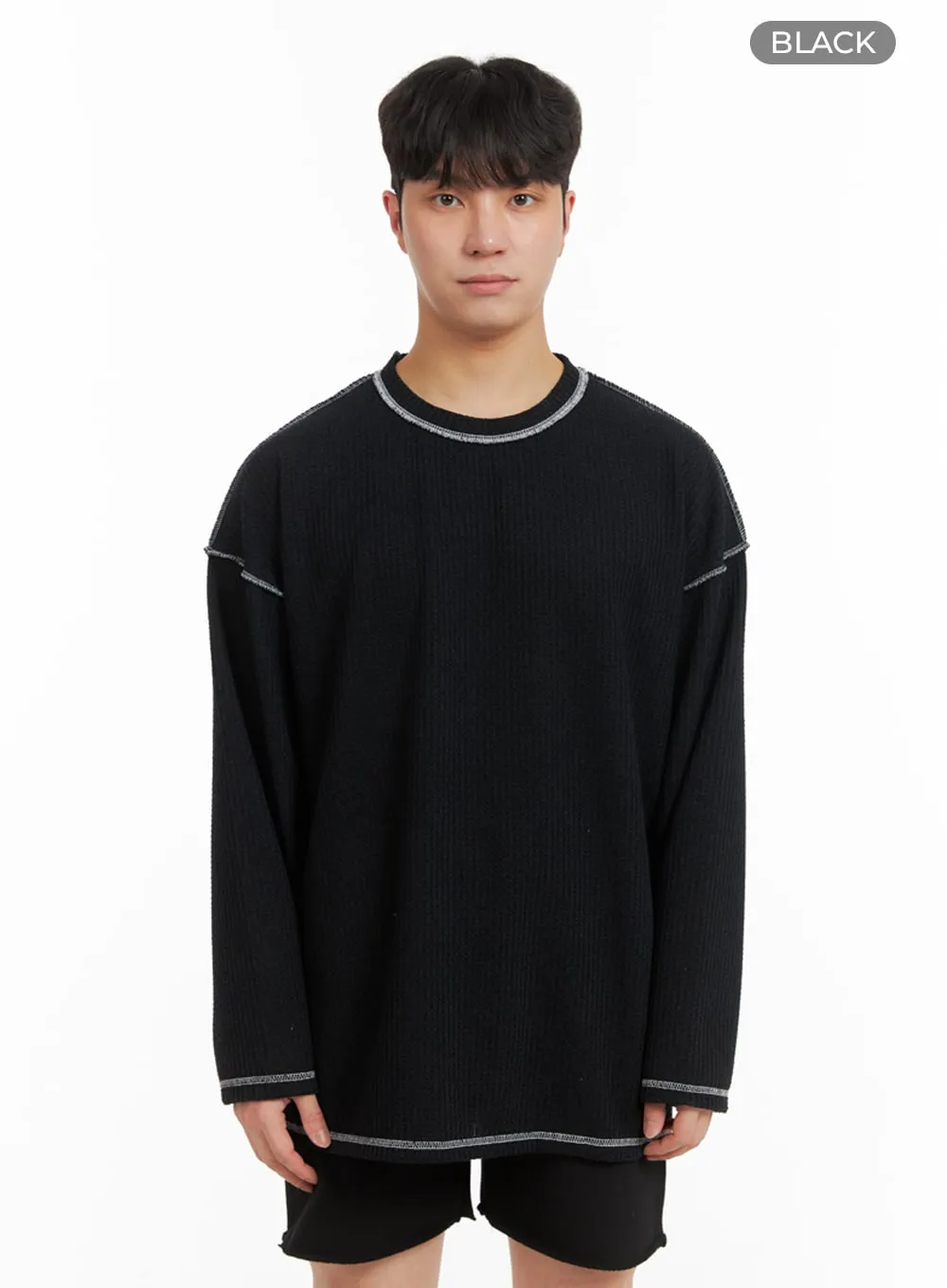 Men's Stitch Detail Oversized Long Sleeve IA402