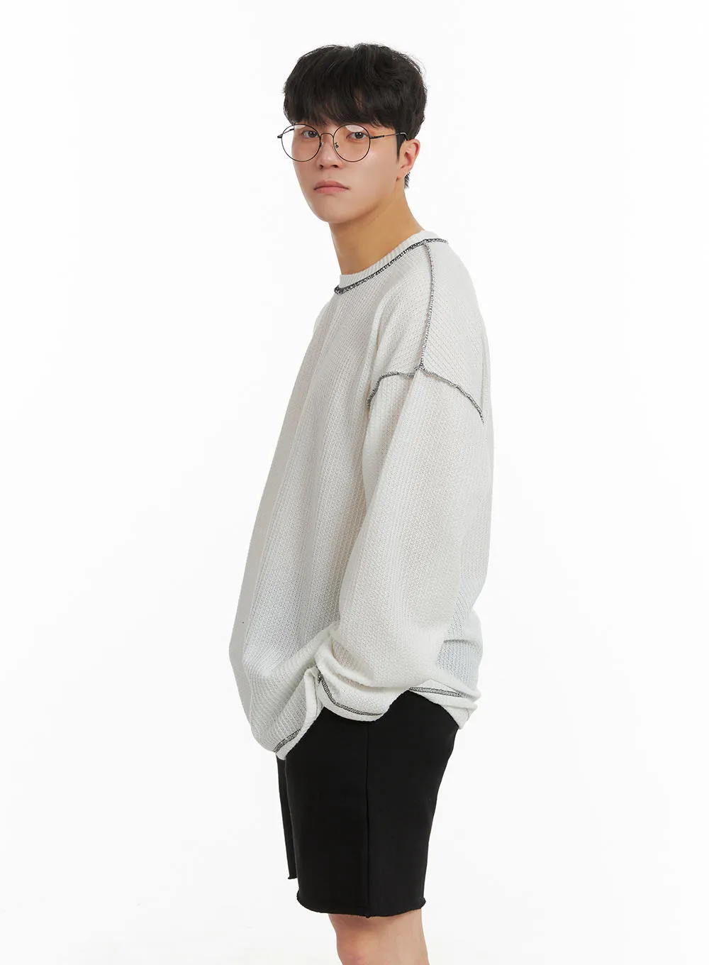 Men's Stitch Detail Oversized Long Sleeve IA402