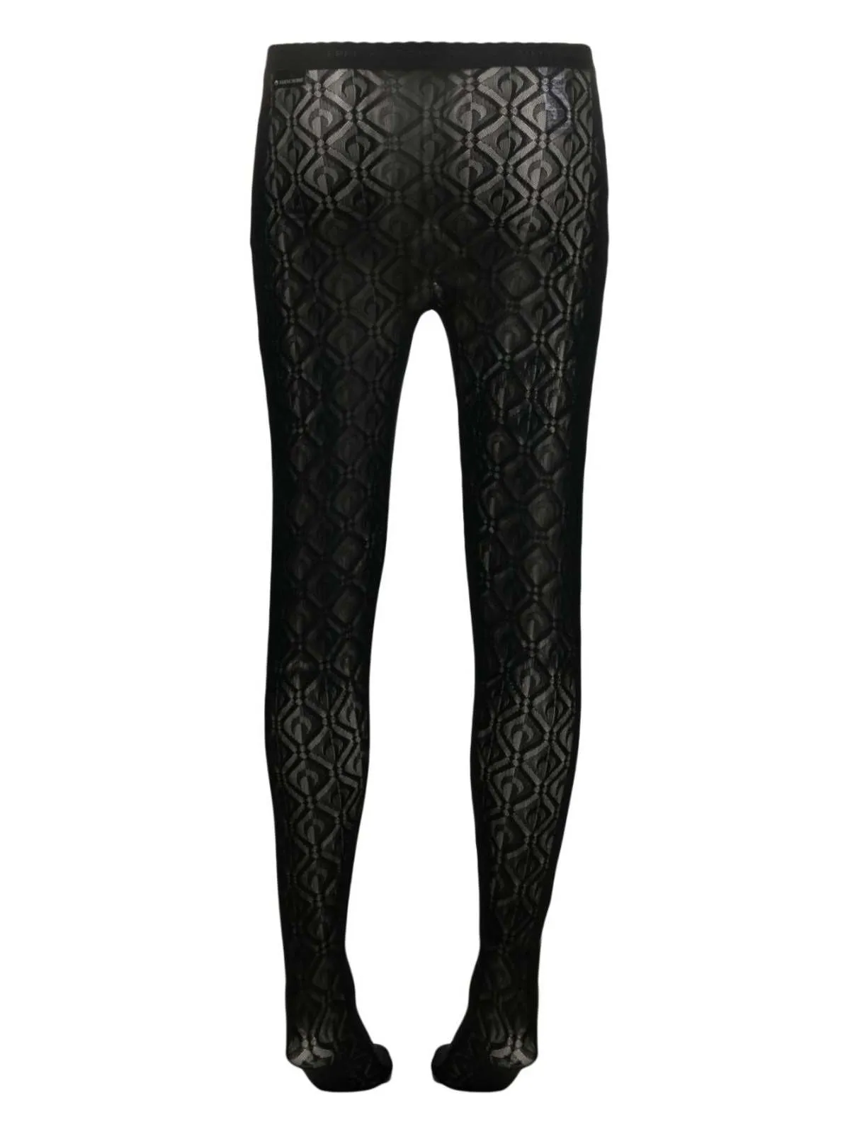 Moon Diamond Mesh Jacquard Tights - Black