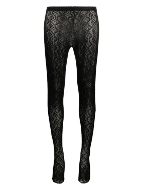 Moon Diamond Mesh Jacquard Tights - Black