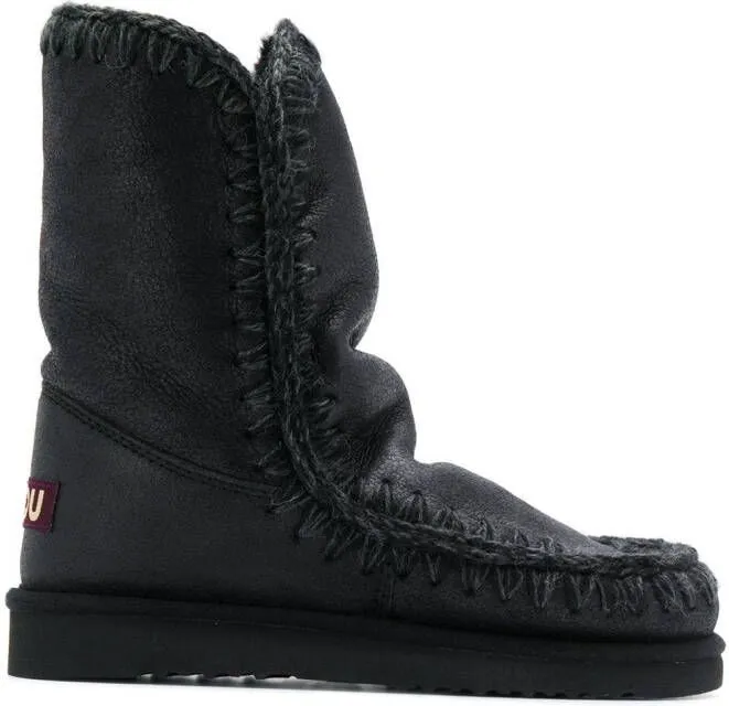 Mou stitch detail snow boots Black