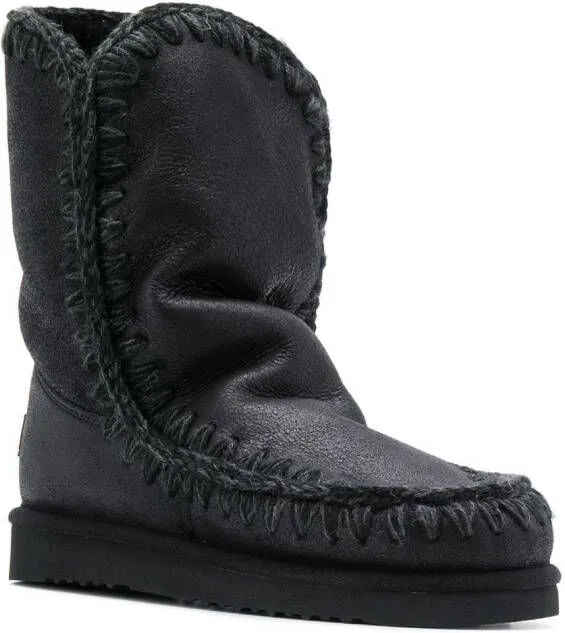 Mou stitch detail snow boots Black