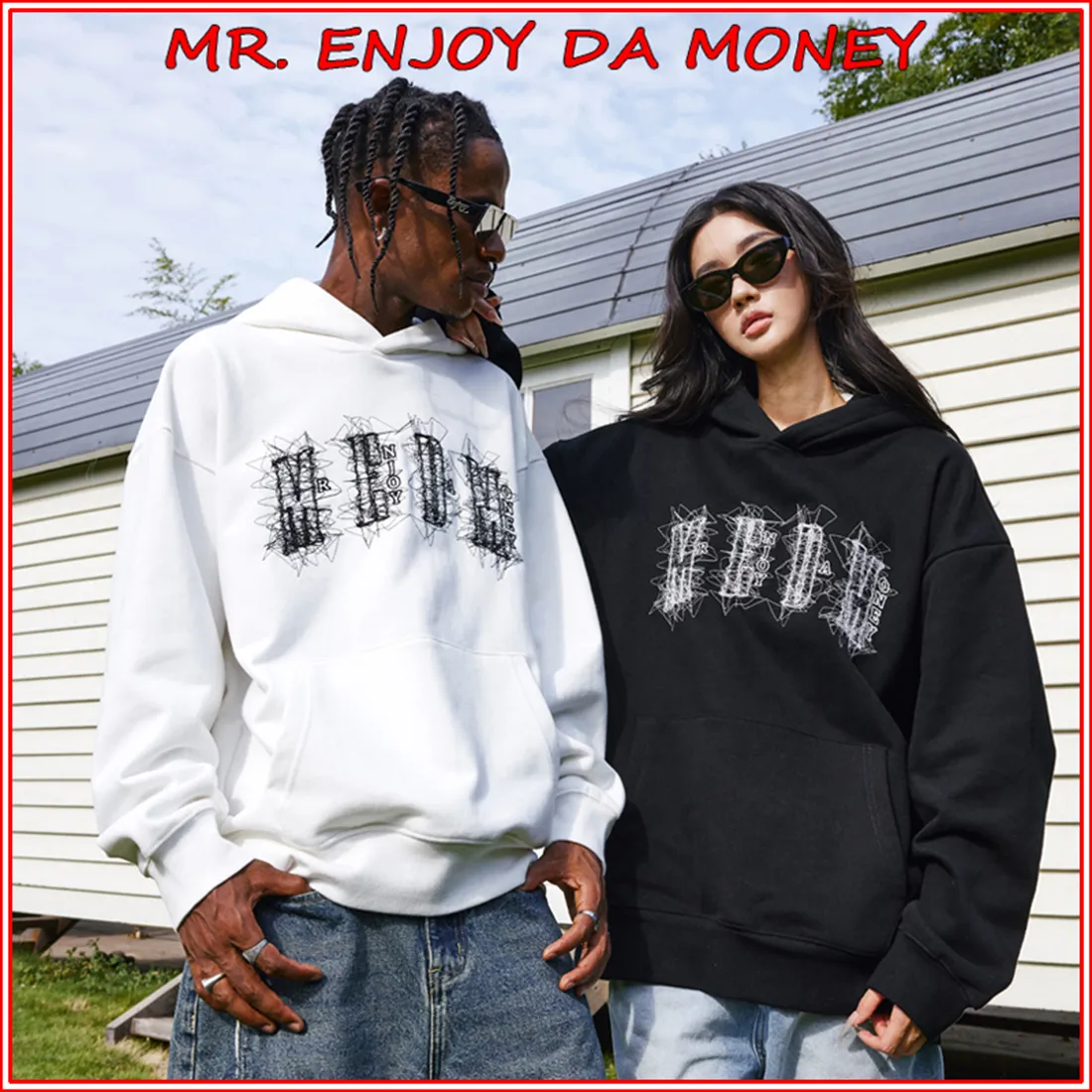 MR. ENJOY DA MONEY  |Unisex Blended Fabrics Street Style Long Sleeves Cotton