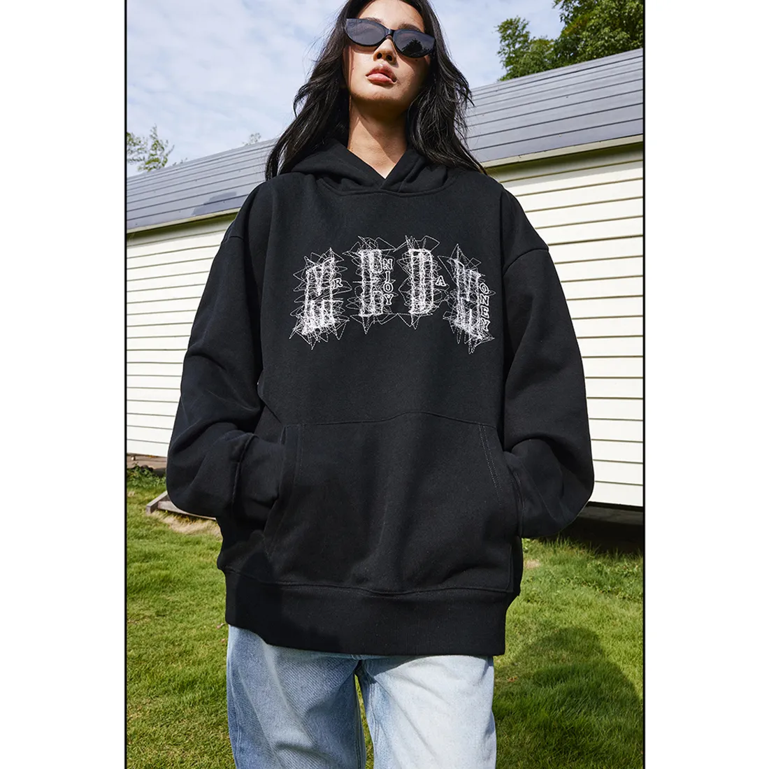 MR. ENJOY DA MONEY  |Unisex Blended Fabrics Street Style Long Sleeves Cotton