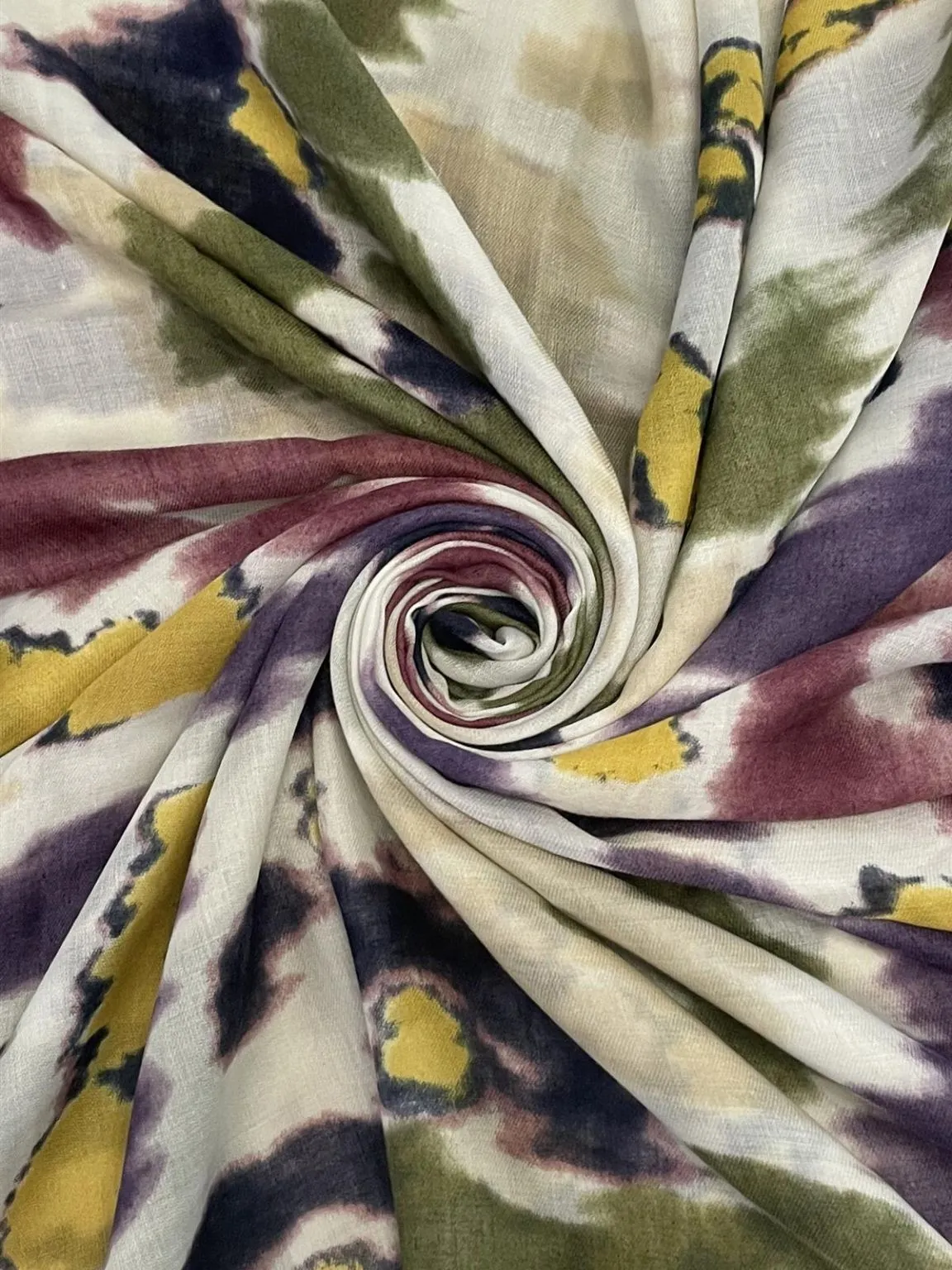 Multi Abstract Dyed Frayed Scarf