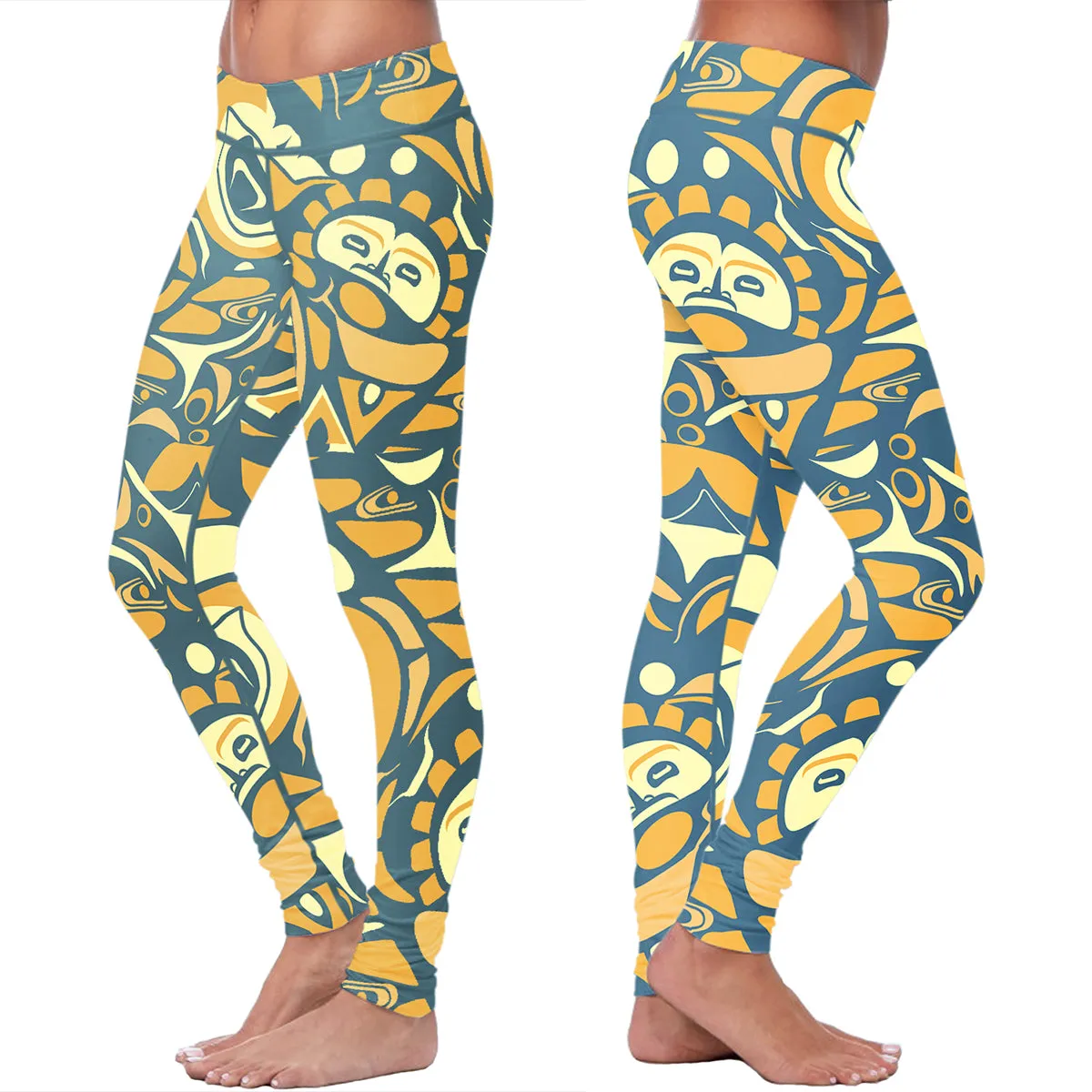 Native Pattern Blue and Orange Leggings