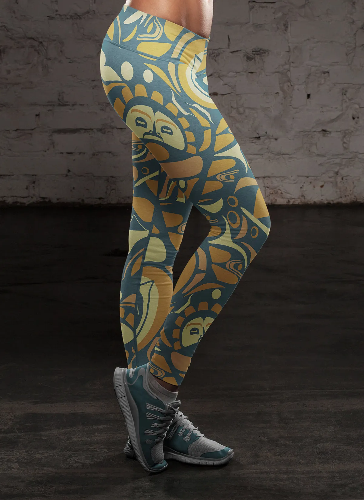 Native Pattern Blue and Orange Leggings