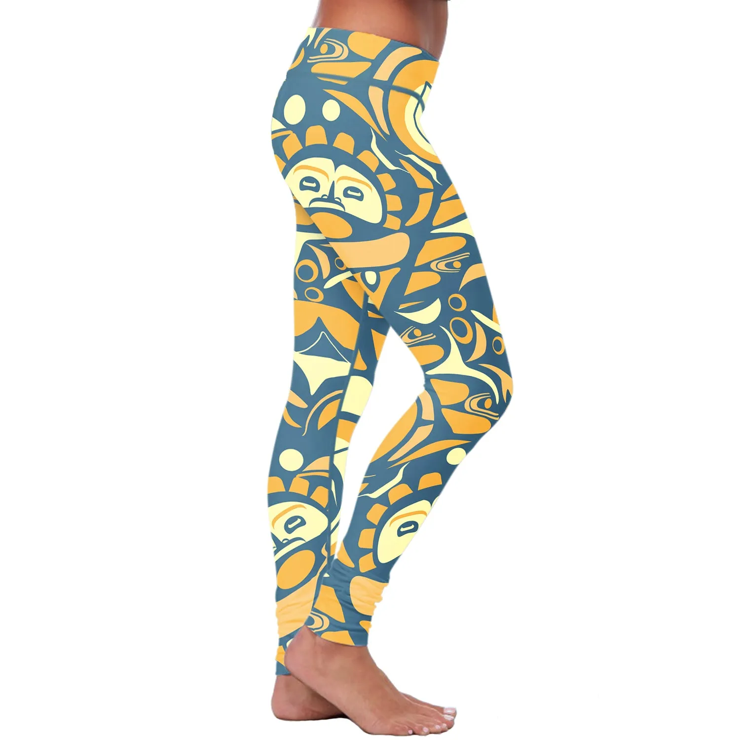 Native Pattern Blue and Orange Leggings