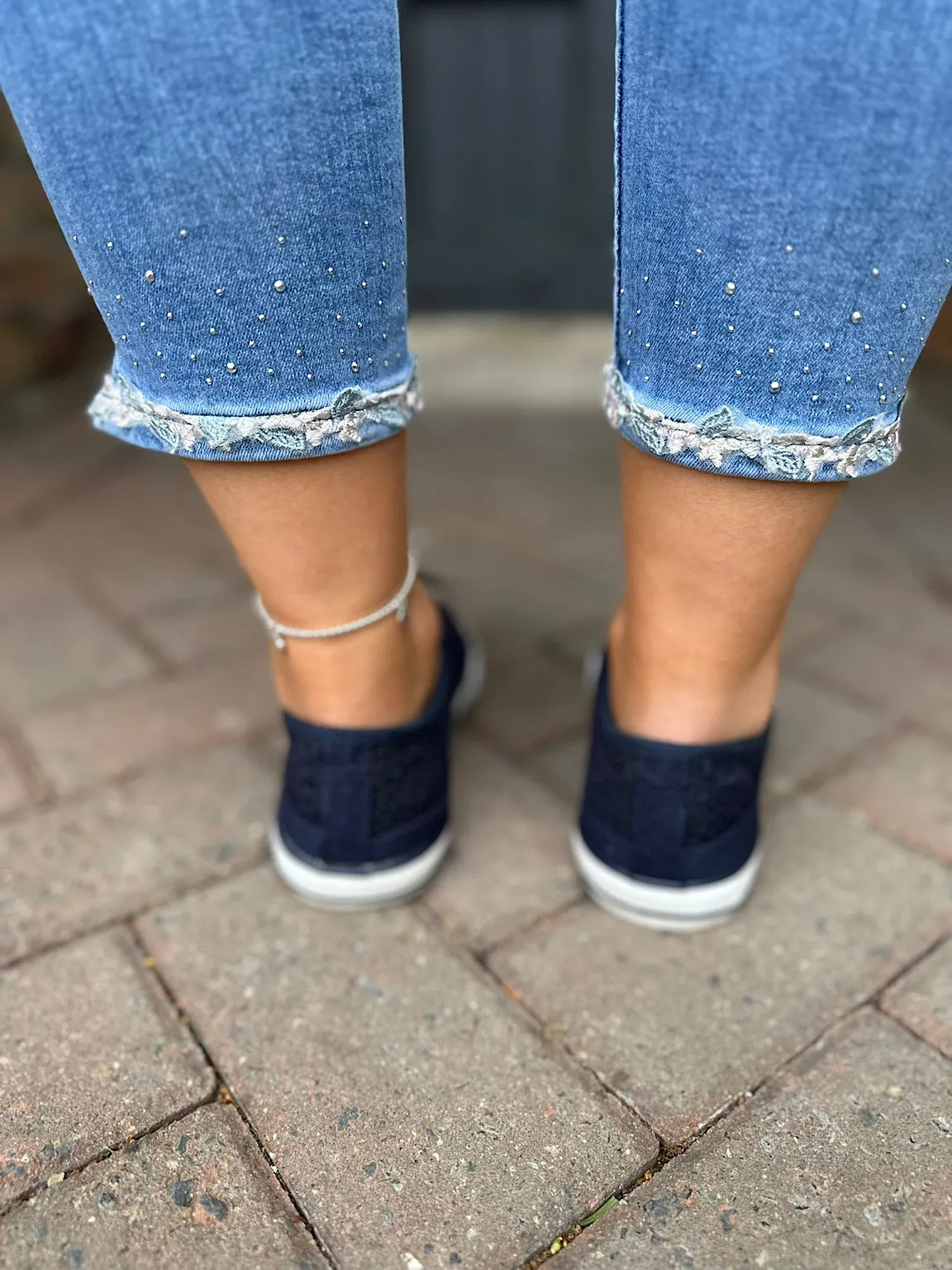 Navy Crochet Trainers Amanda