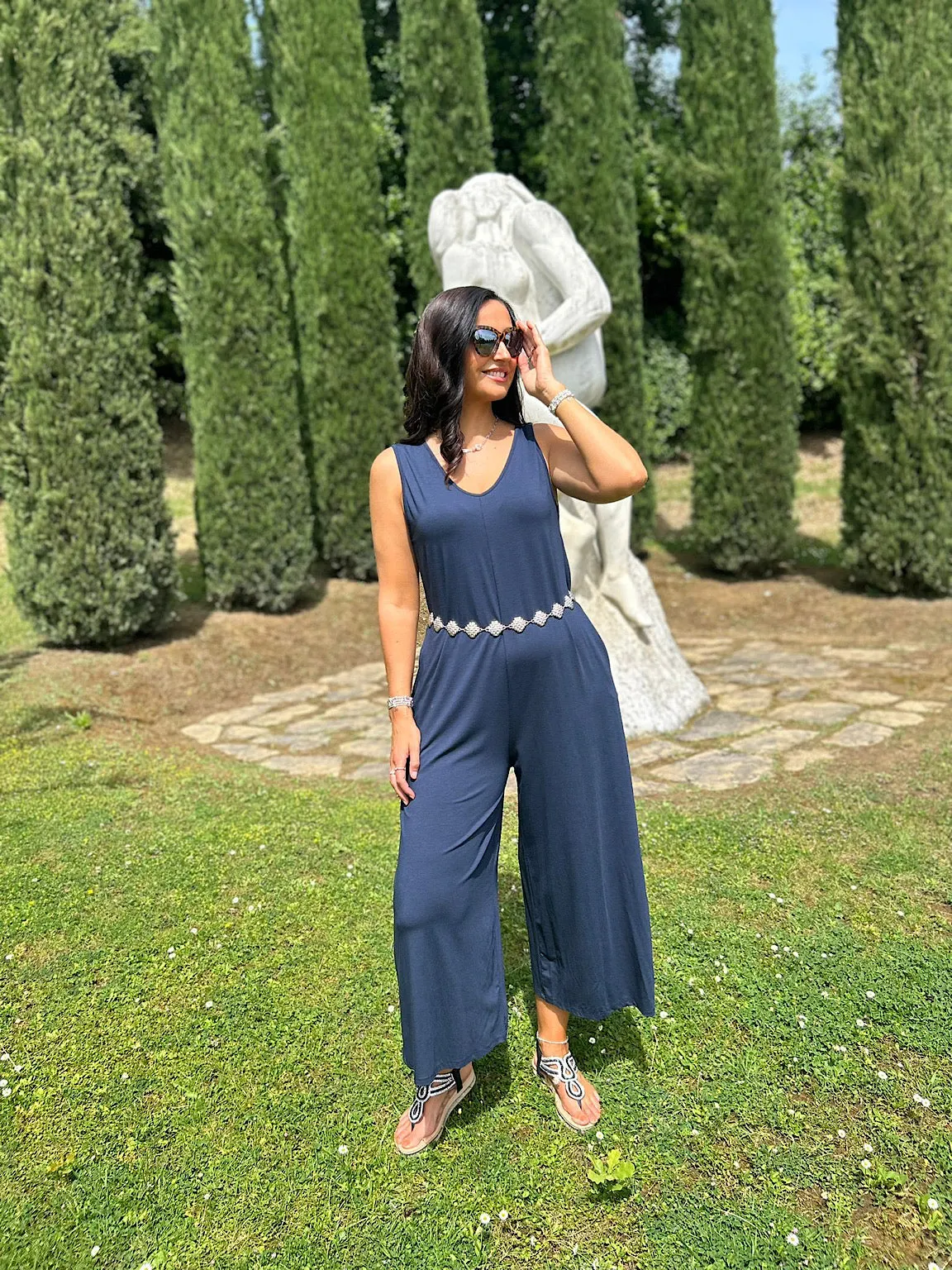 Navy Essential Wide Leg Jumpsuit Jenna