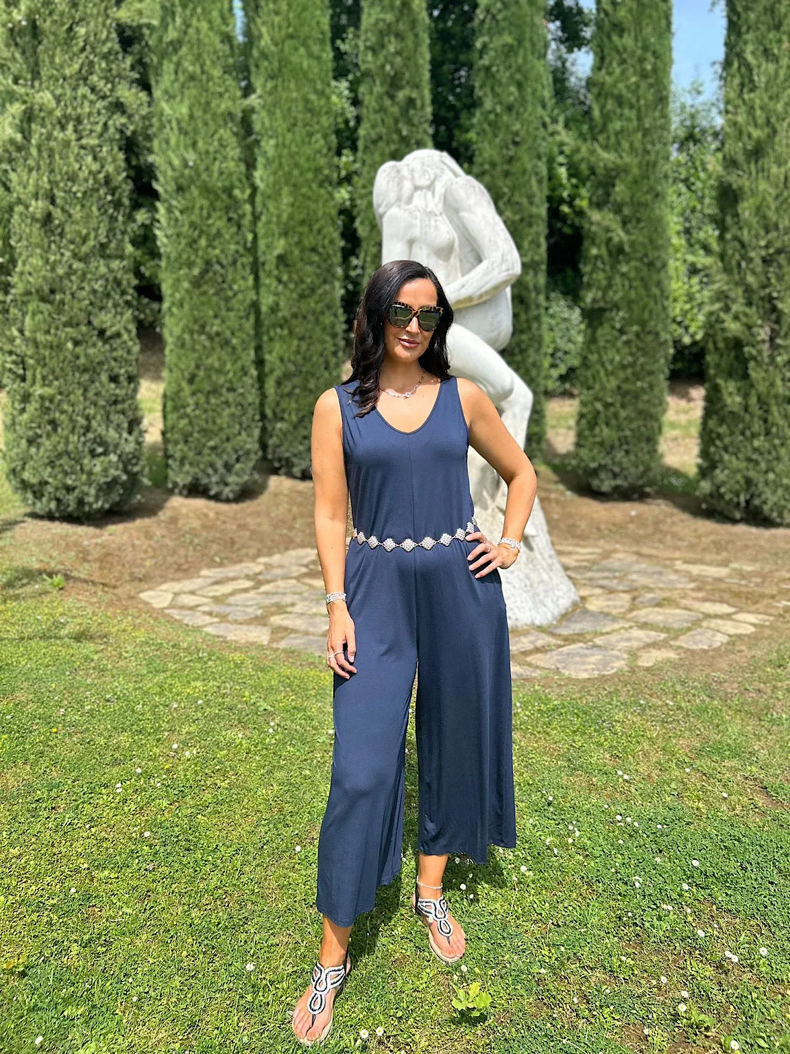 Navy Essential Wide Leg Jumpsuit Jenna