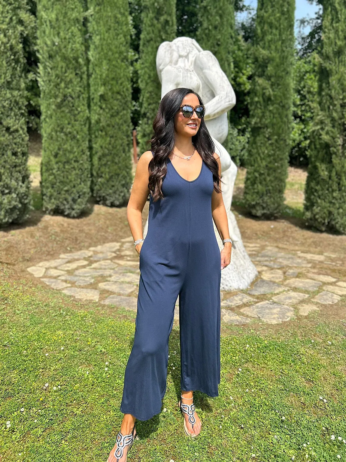 Navy Essential Wide Leg Jumpsuit Jenna