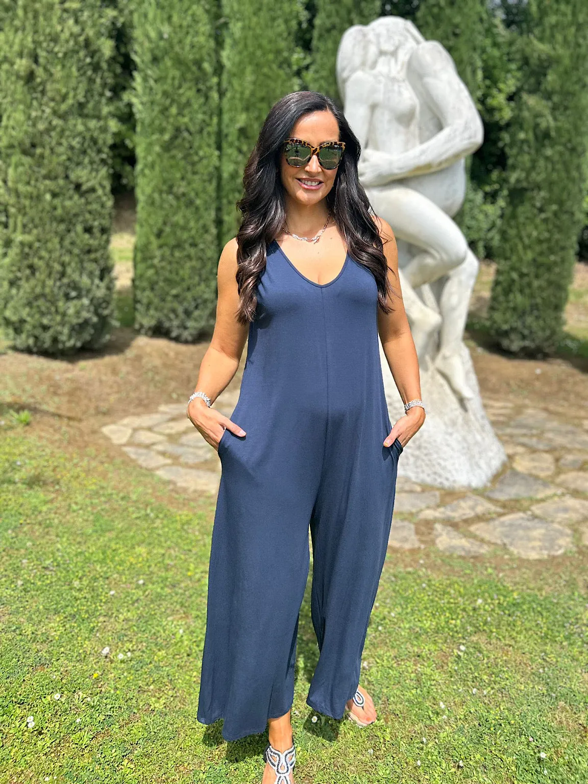 Navy Essential Wide Leg Jumpsuit Jenna