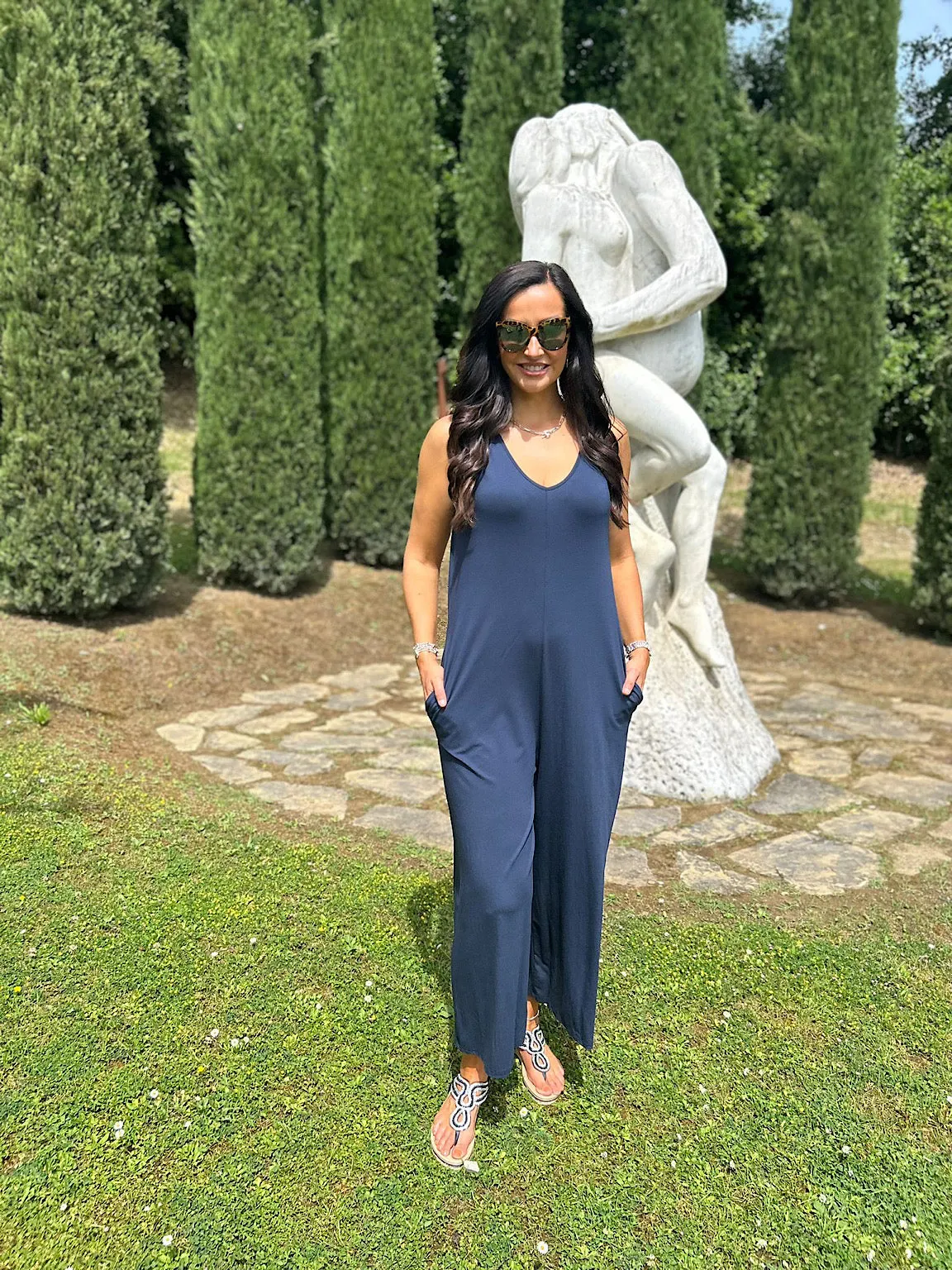 Navy Essential Wide Leg Jumpsuit Jenna