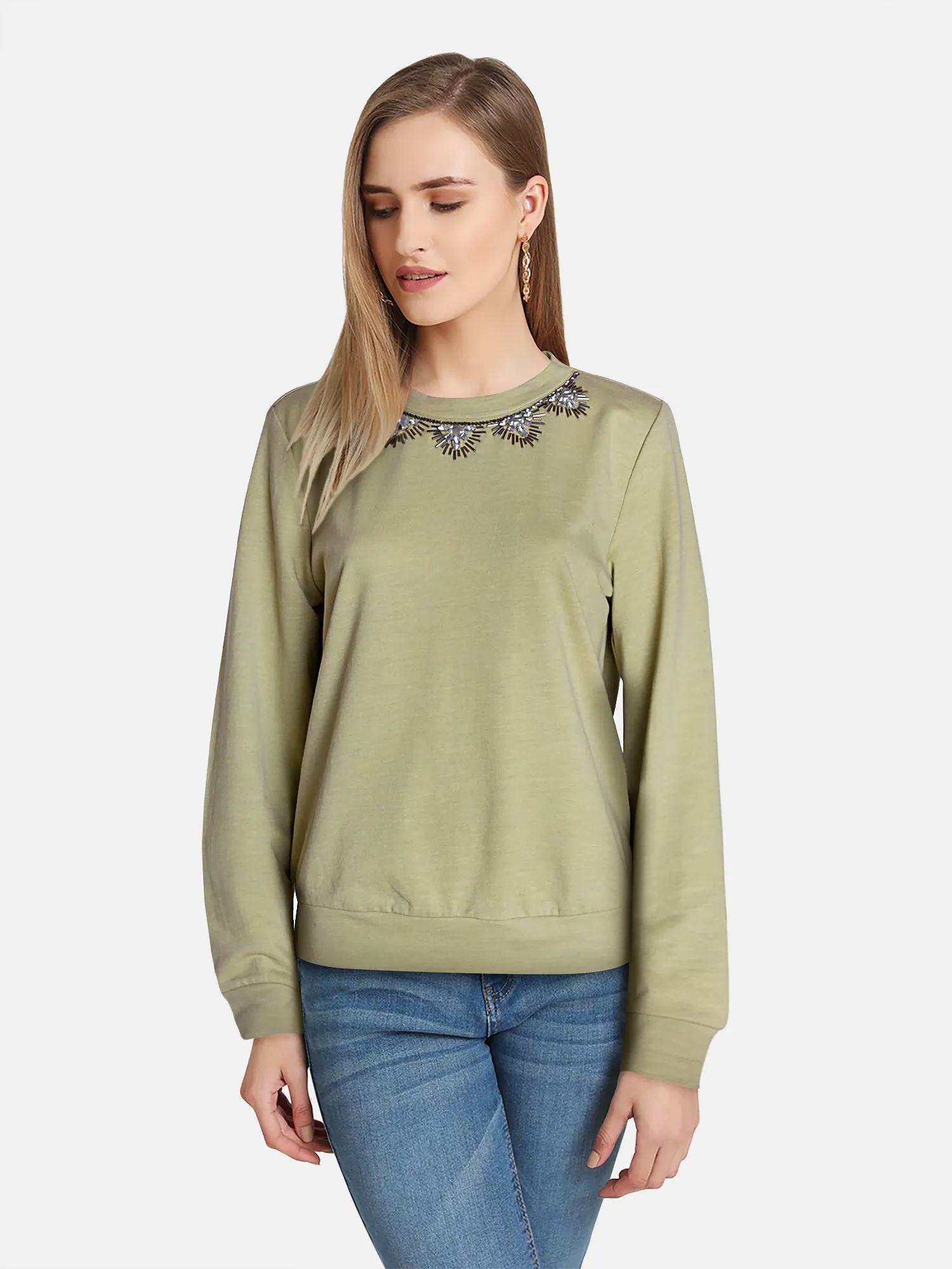 Neck Embellished Pullover