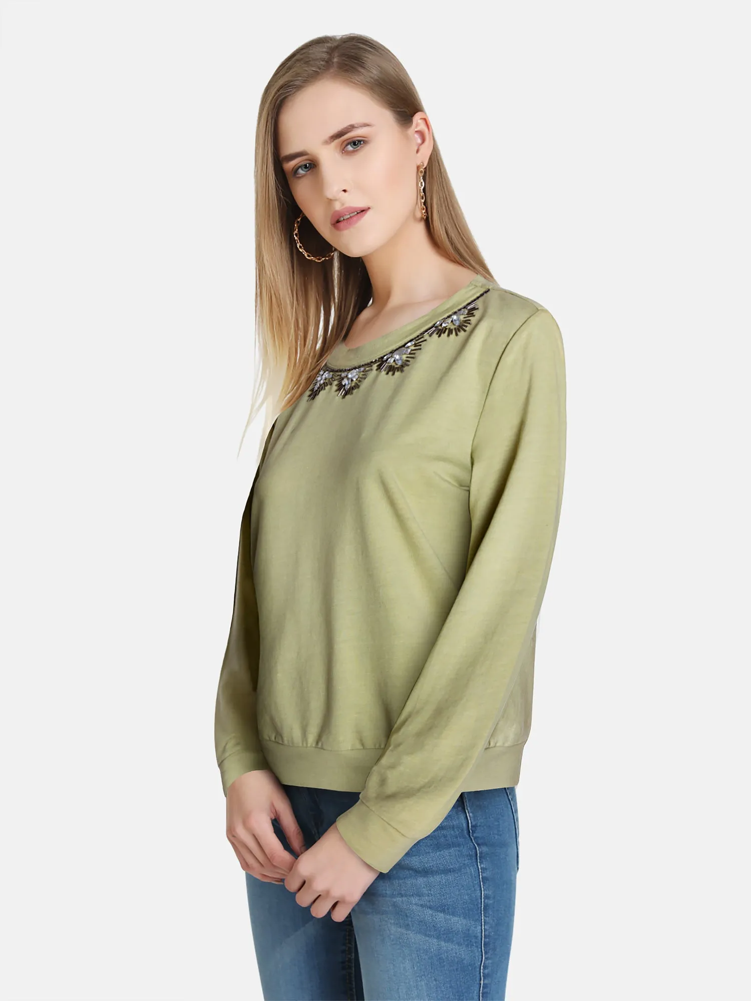 Neck Embellished Pullover