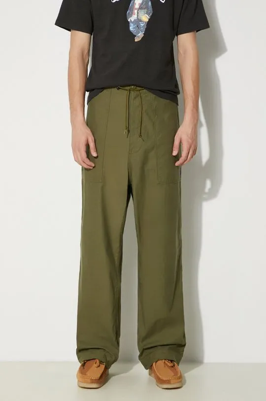 Needles cotton trousers String Fatigue Pant green color OT181