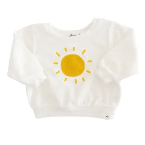 oh baby! Cotton Terry Baby Brooklyn Boxy Sweatshirt - Golden Sun Terry Applique - Snow