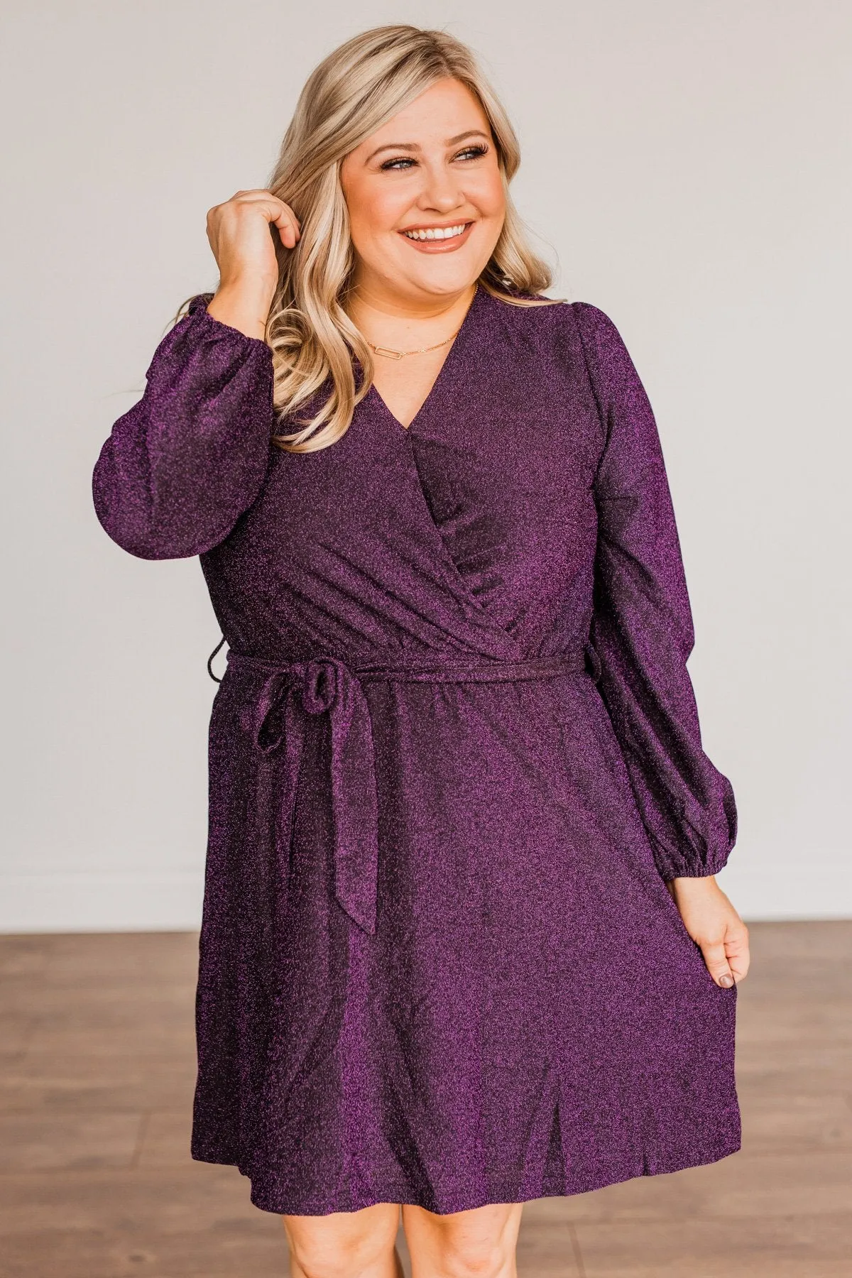 One Last Dance Long Sleeve Dress- Magenta