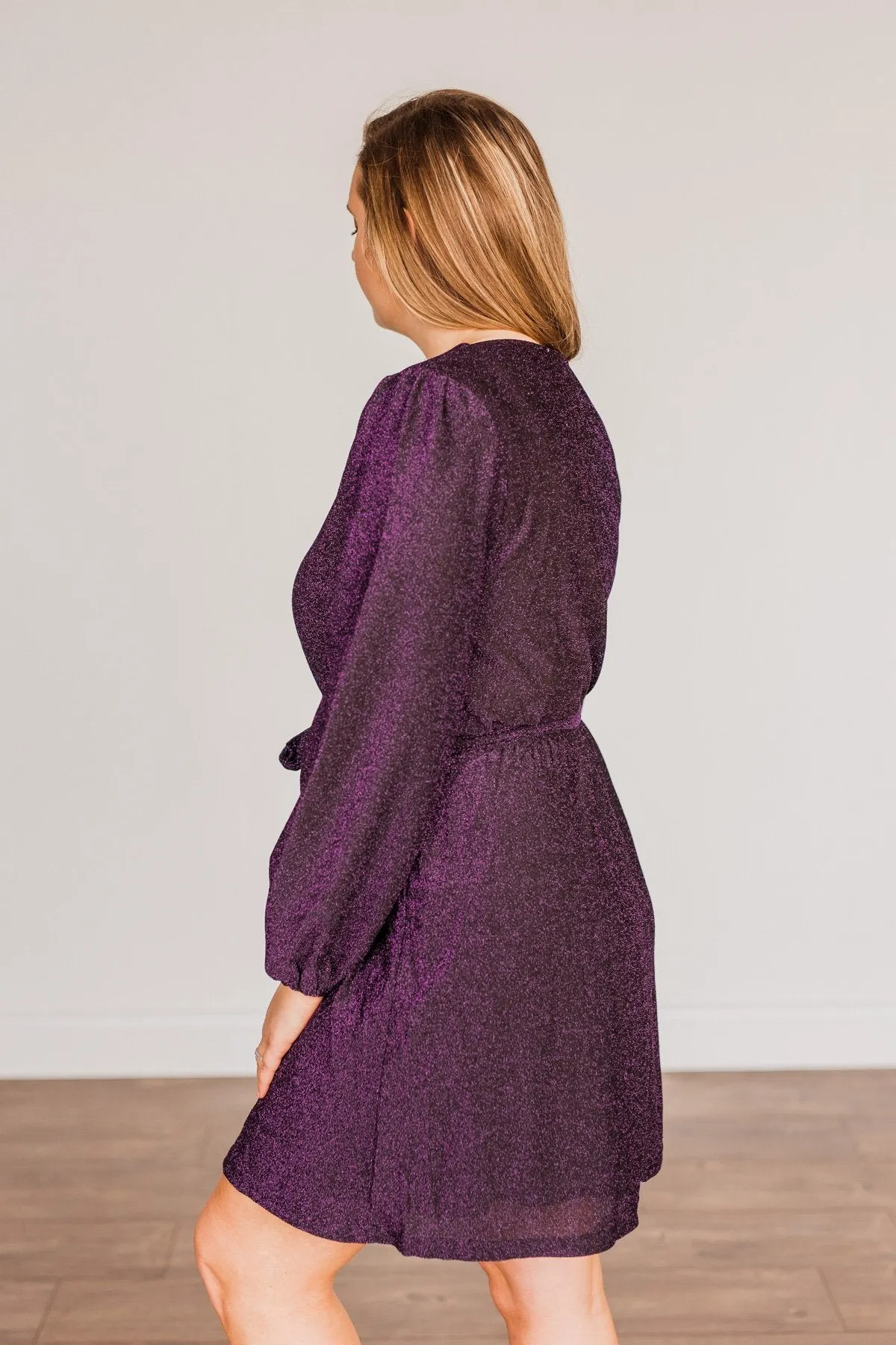 One Last Dance Long Sleeve Dress- Magenta