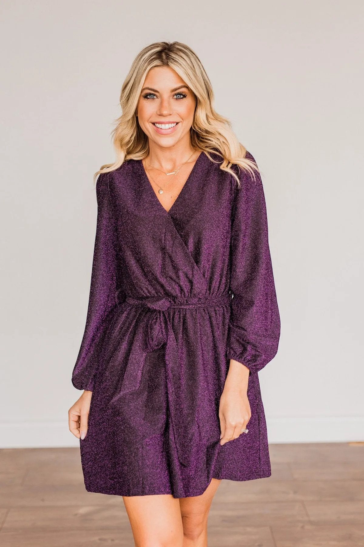 One Last Dance Long Sleeve Dress- Magenta