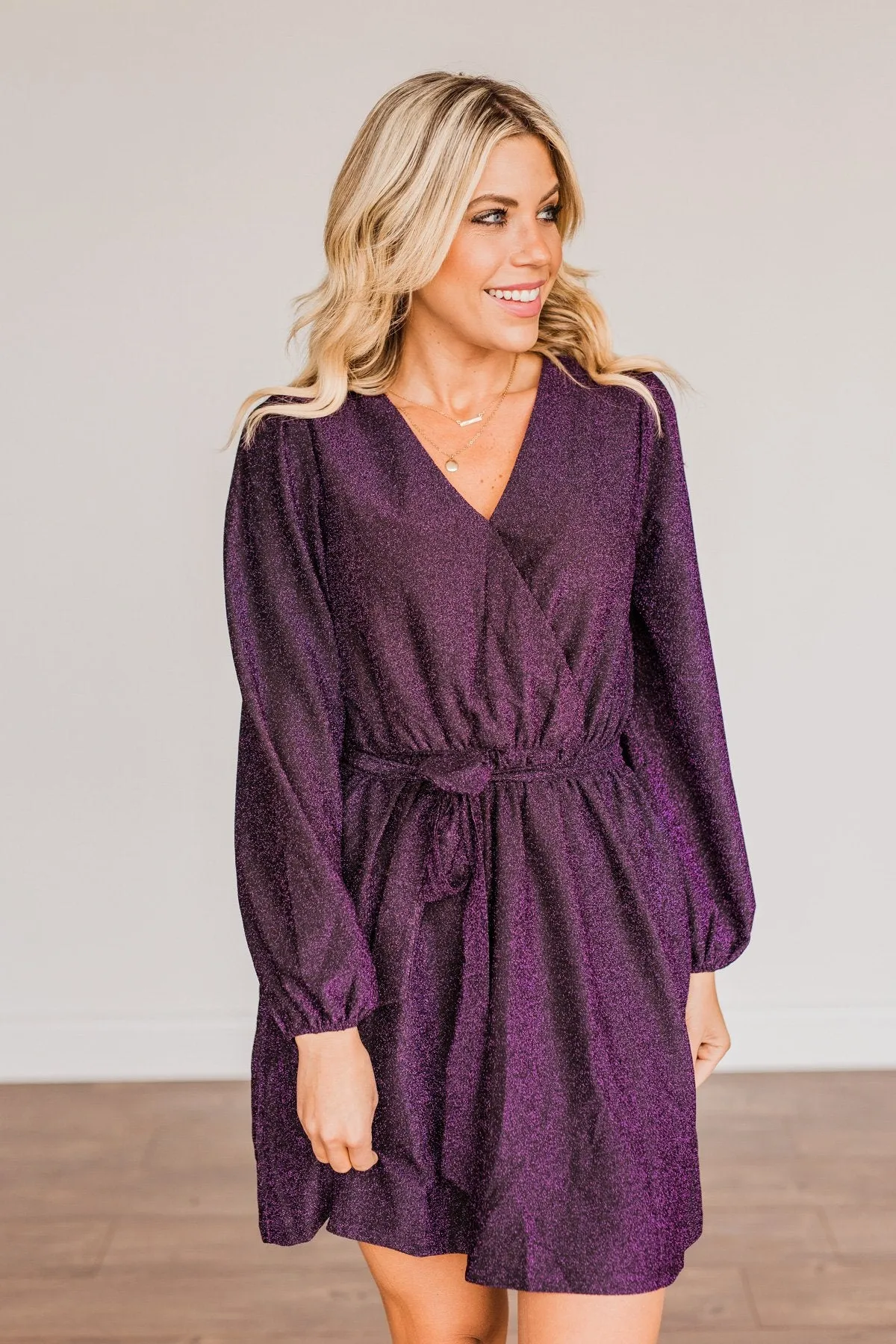 One Last Dance Long Sleeve Dress- Magenta