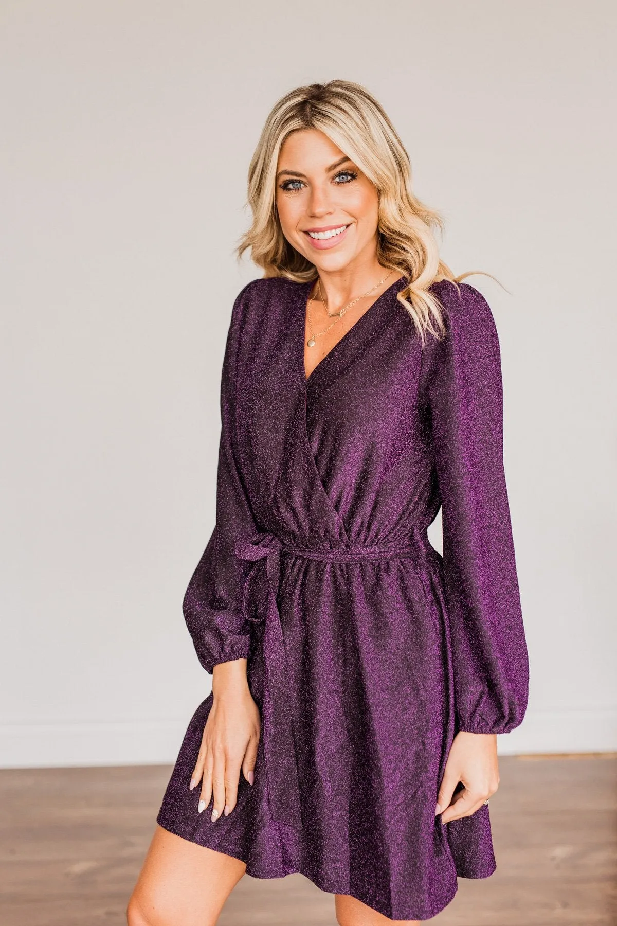 One Last Dance Long Sleeve Dress- Magenta