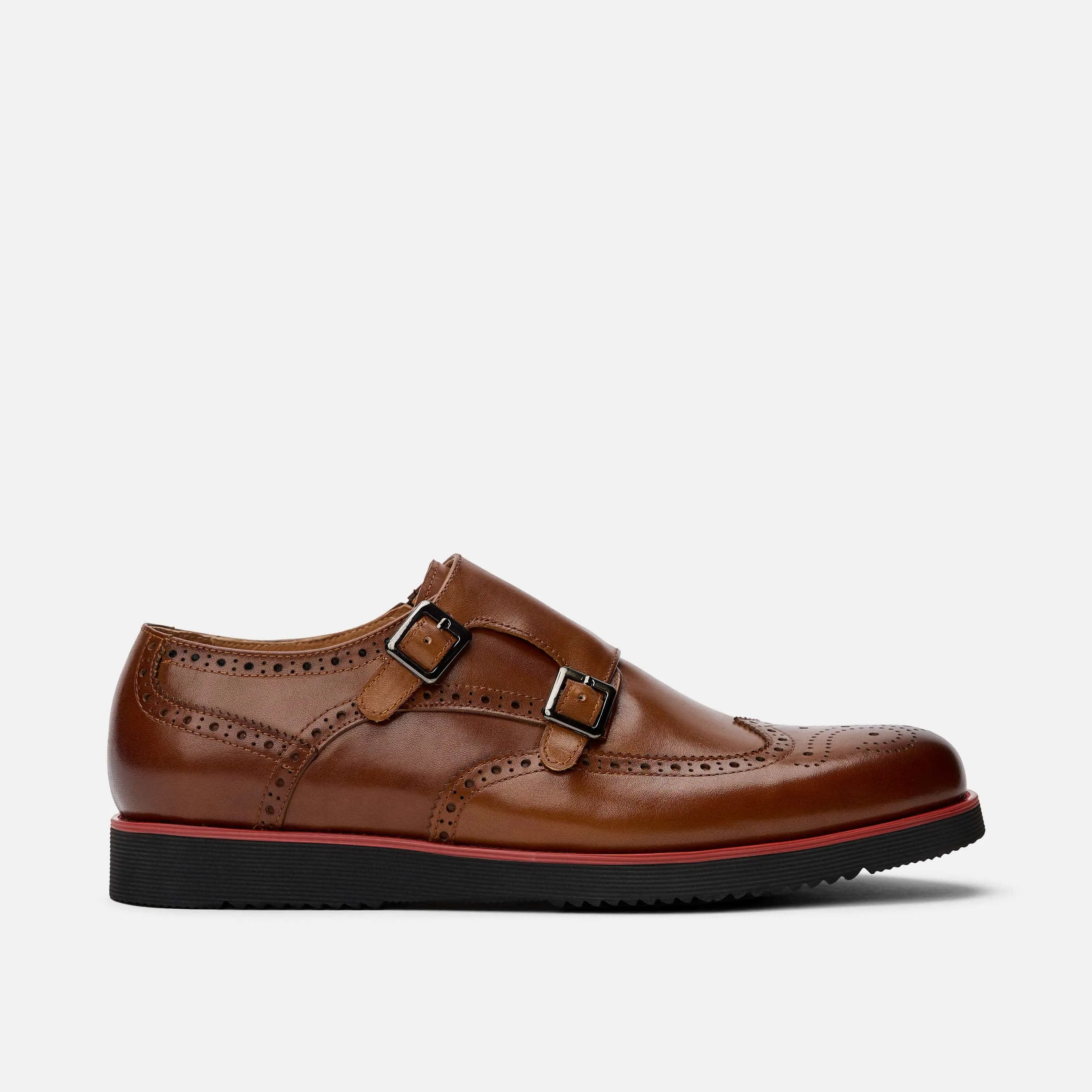 Palmer Cognac/Black Leather Monk Strap Sneakers