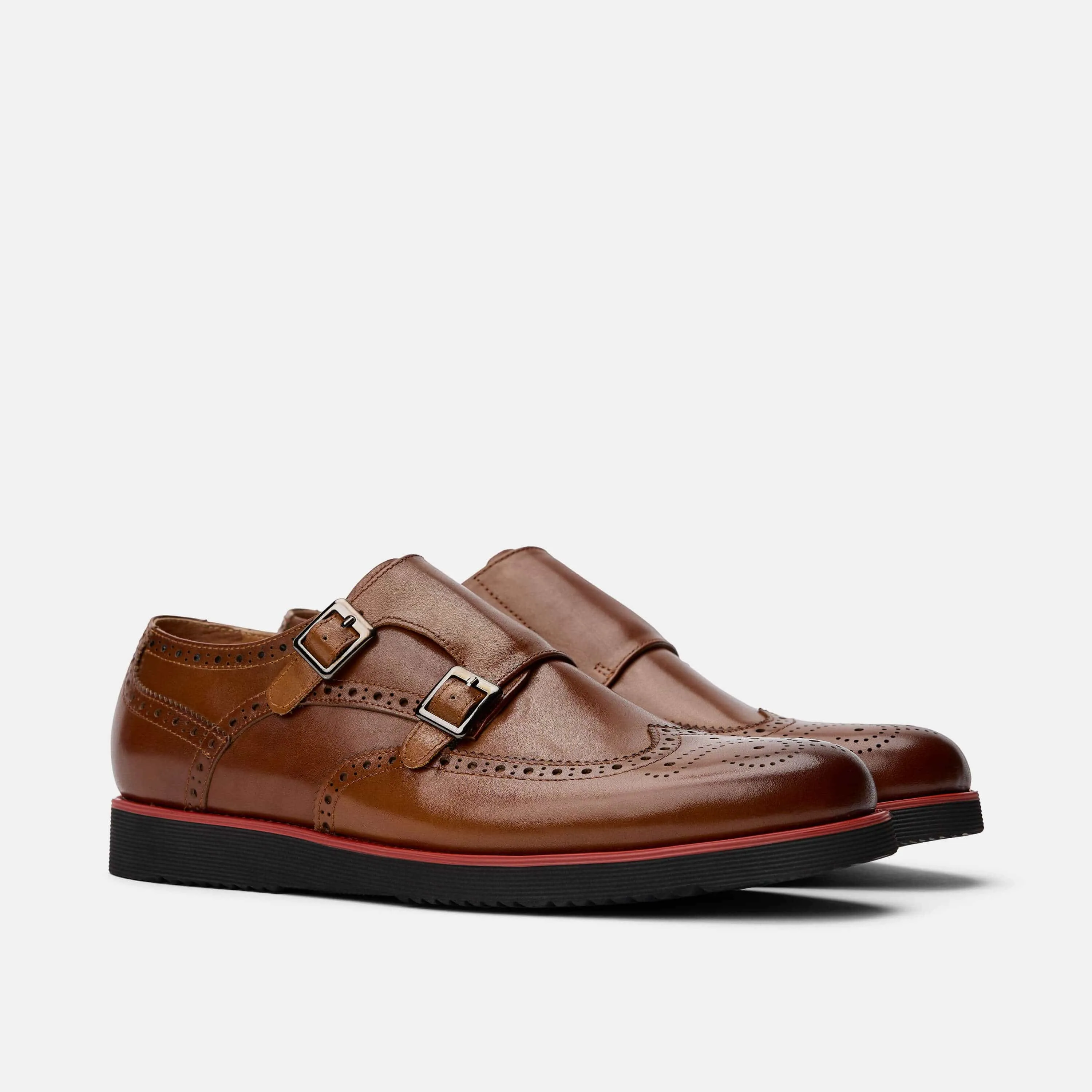 Palmer Cognac/Black Leather Monk Strap Sneakers