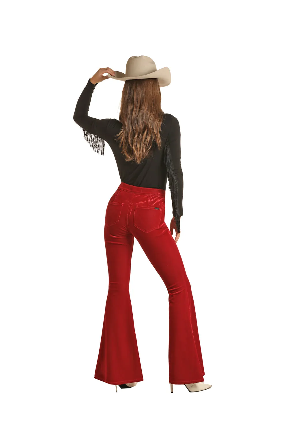 Panhandle Slim Womens Red Corduroy Bell Bottom Jeans