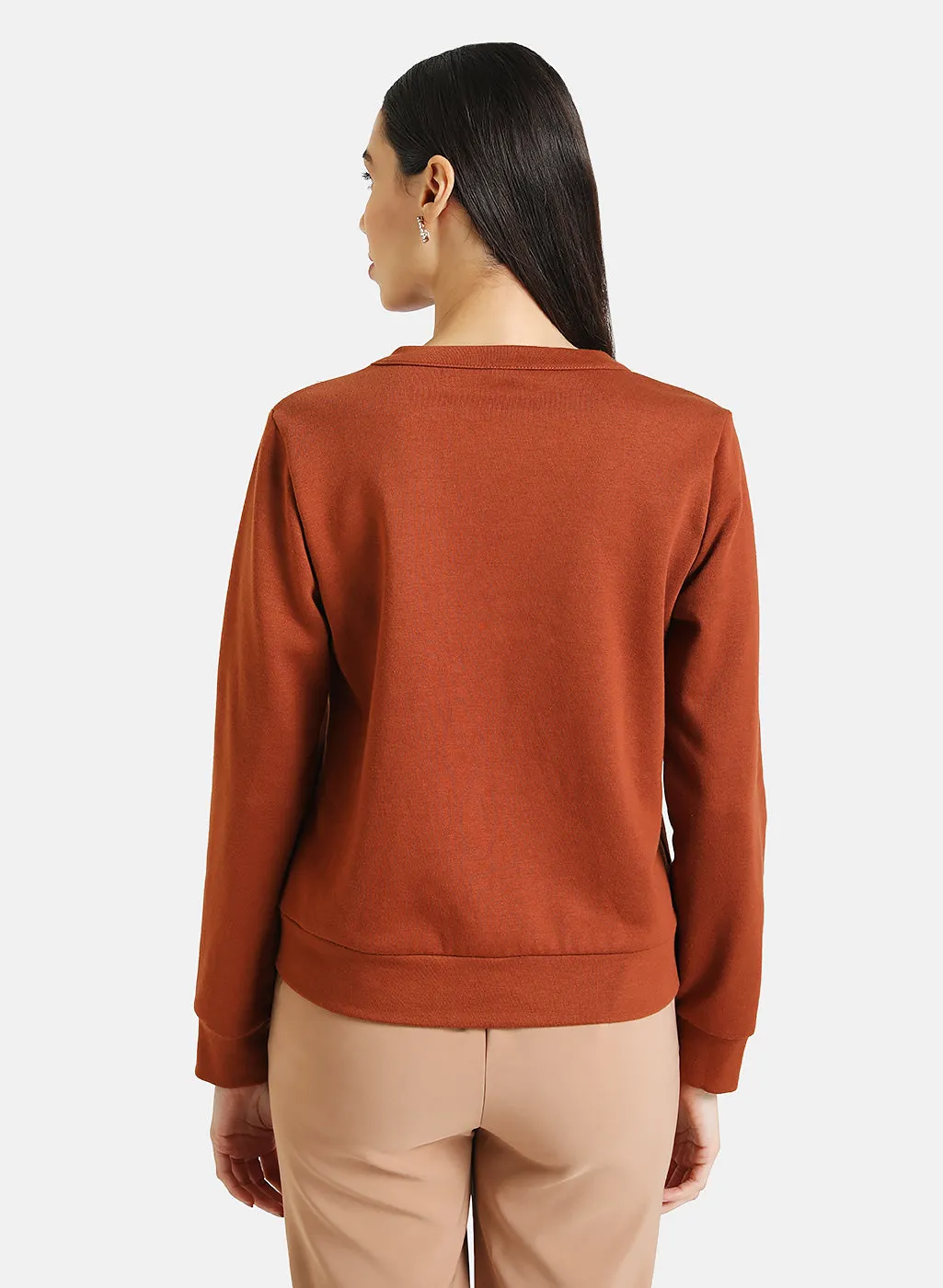 Pearl Neck Embellished Pullover