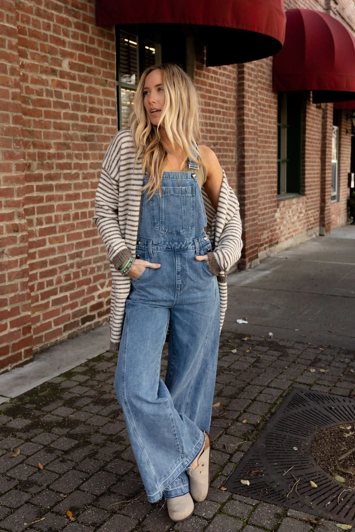 Perfect Throwback Wide Leg Overalls - Light Denim