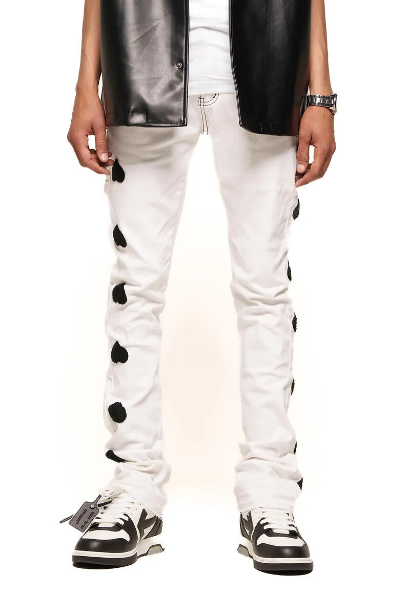 Pheelings HEART BREAK OF SUCCESS FLARE STACK DENIM (WHITE/BLACK)