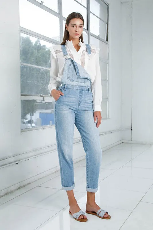 Pocket Detail Denim Overall Jumpsuit