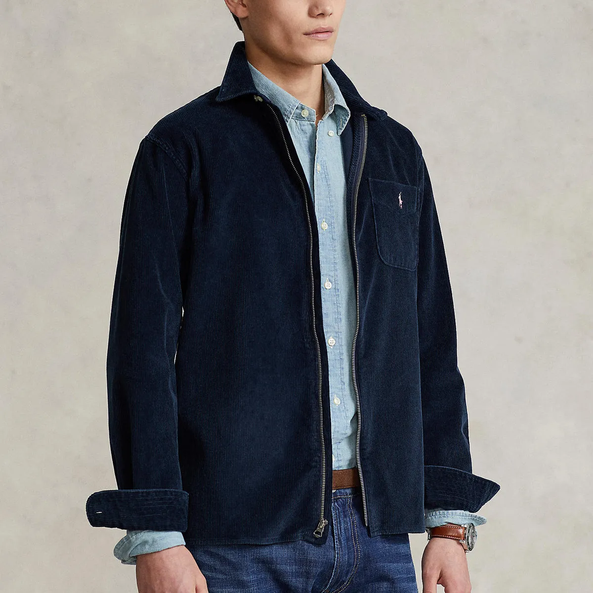 Polo Ralph Lauren - Corduroy Zip Up Overshirt in Navy