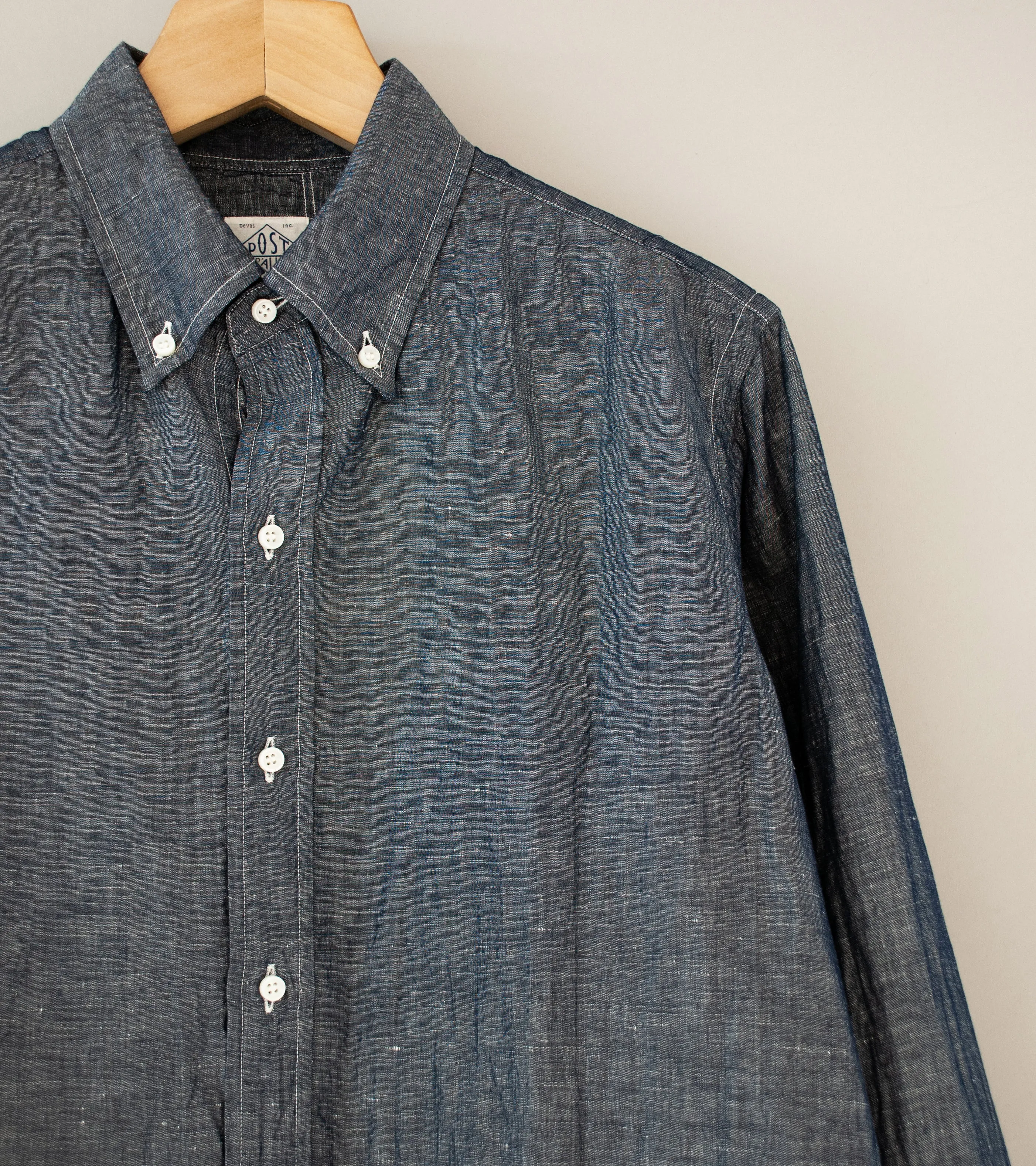 Post Overalls 'Post BD2 Shirt' (Indigo Cotton Linen Chambray)