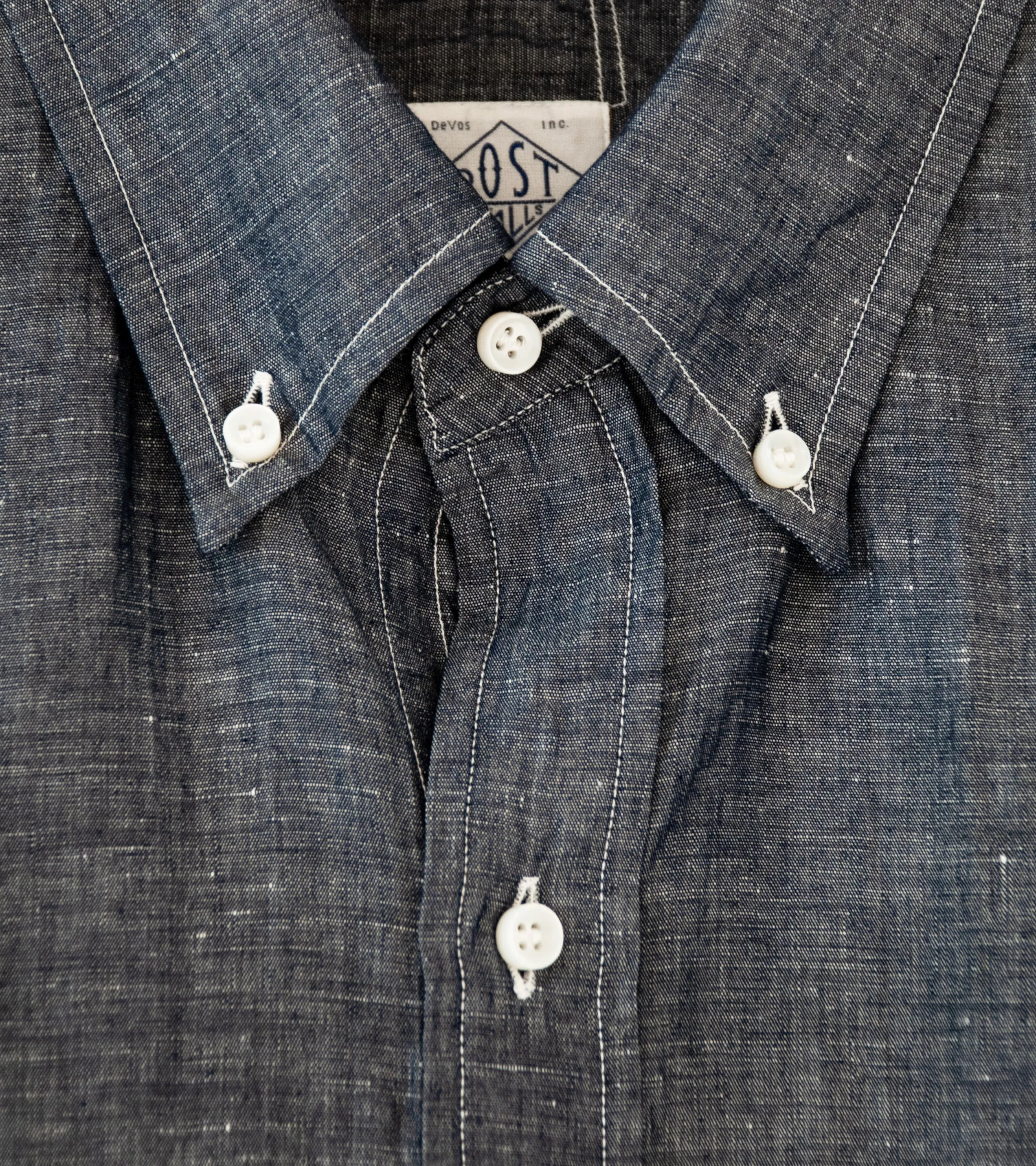 Post Overalls 'Post BD2 Shirt' (Indigo Cotton Linen Chambray)