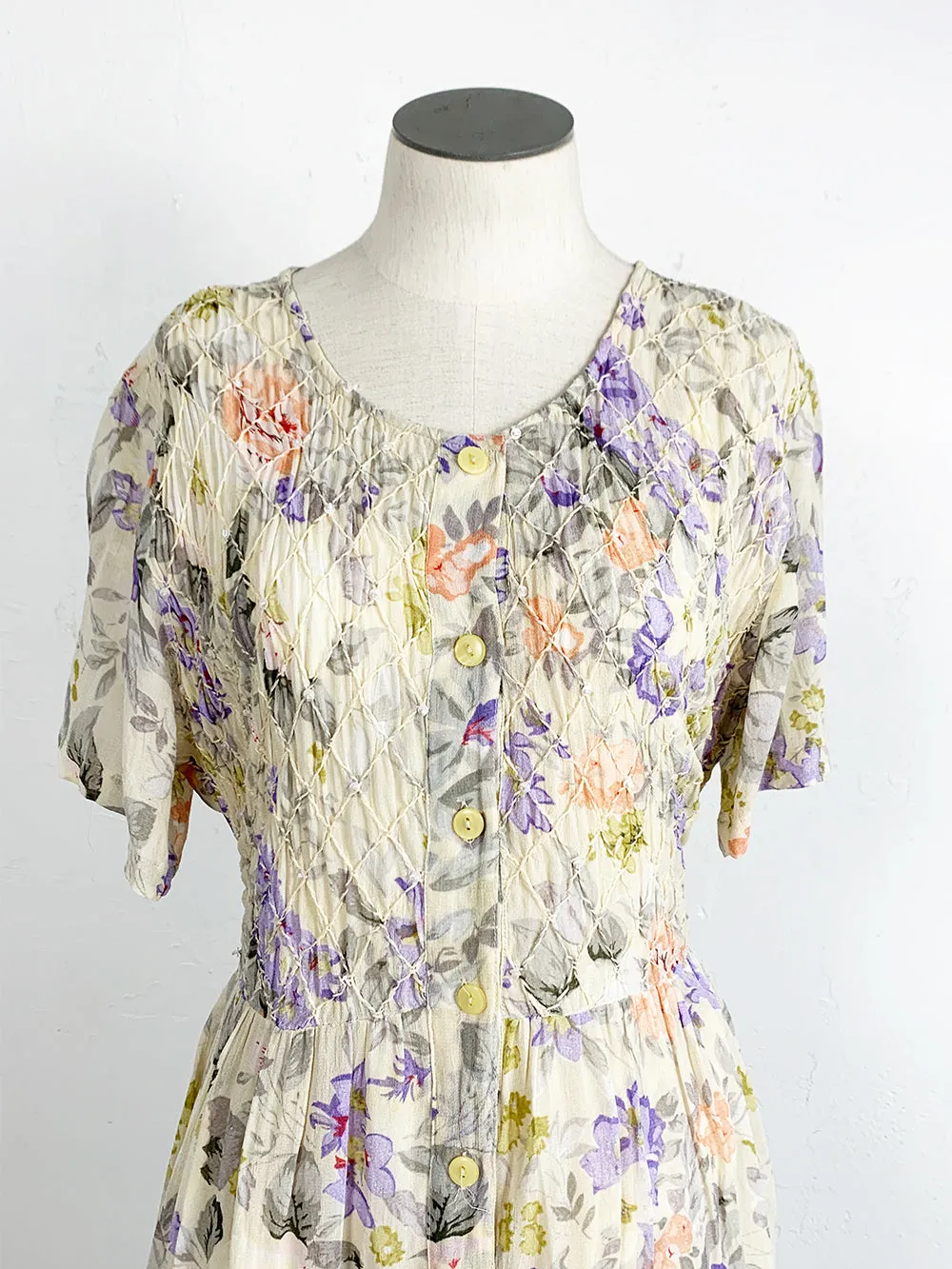 PP Pastel Floral Print Dress With Beaded Detail