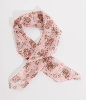 Pusheen x Unique Vintage Pink Floral Bouquet Print Hair Scarf